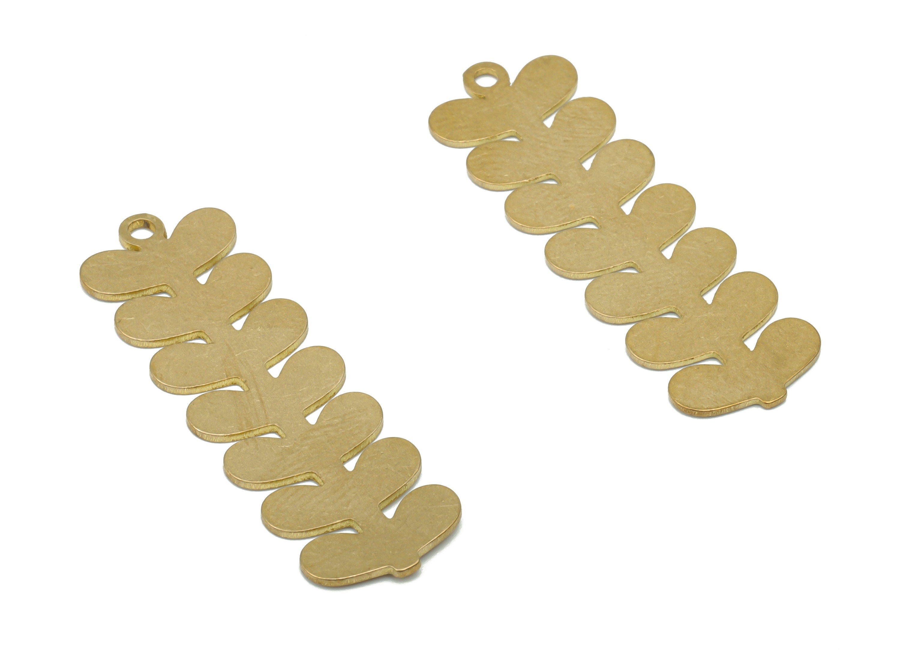 Brass Leaves Earring Charms - Raw Brass Leafs Pendant - DIY Jewelry Making Supplies - 34.73x11x0.64mm - PPA3519 - DOMEDBAZAAR