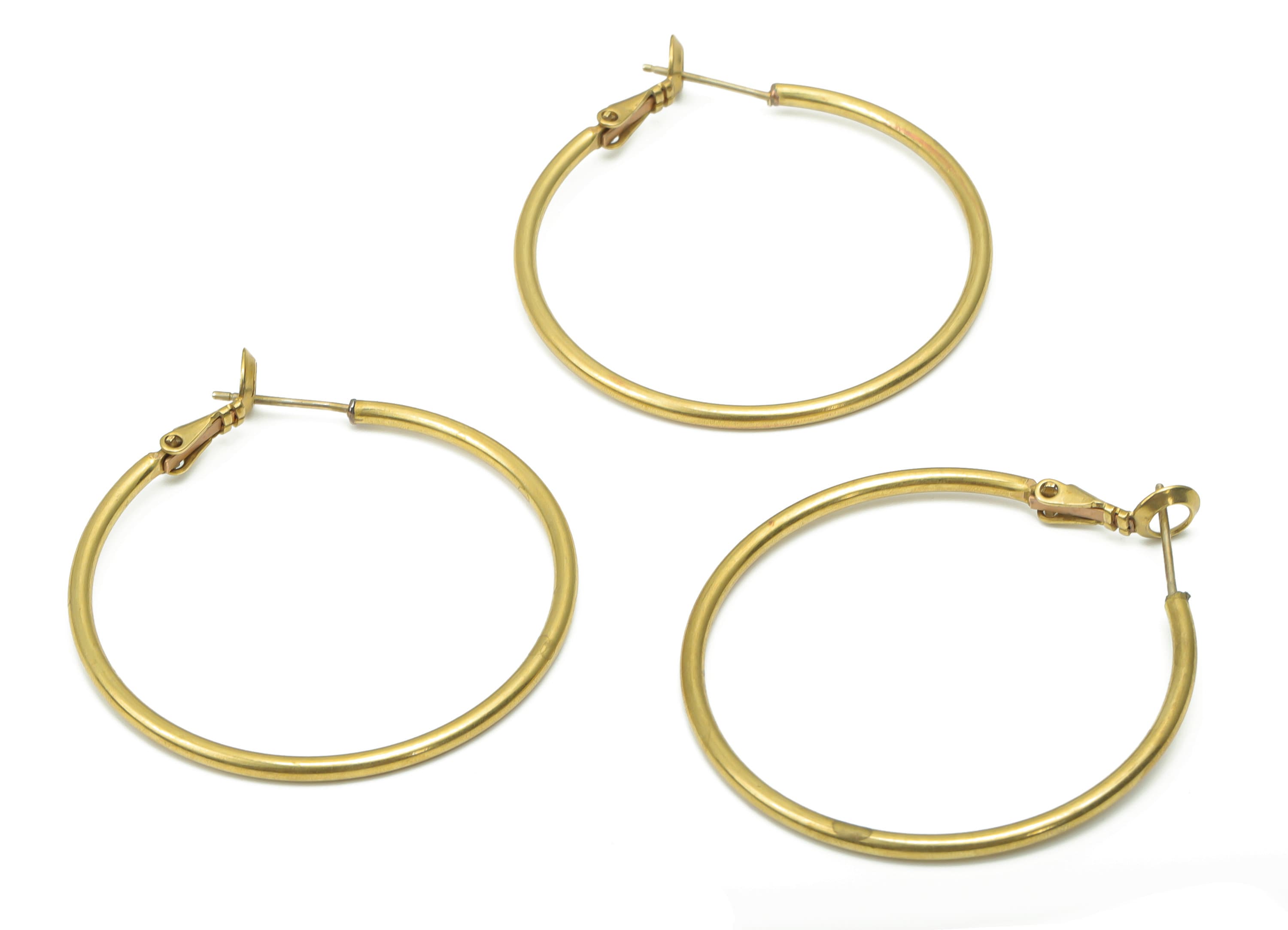 Brass Round Hoop Leverback - Raw Brass Circle Ear Hoop - 316 Surgical Stainless Steel Stud - Jewelry Supplies - 43.16x40.3x1.9mm - PP5206-40 - DOMEDBAZAAR