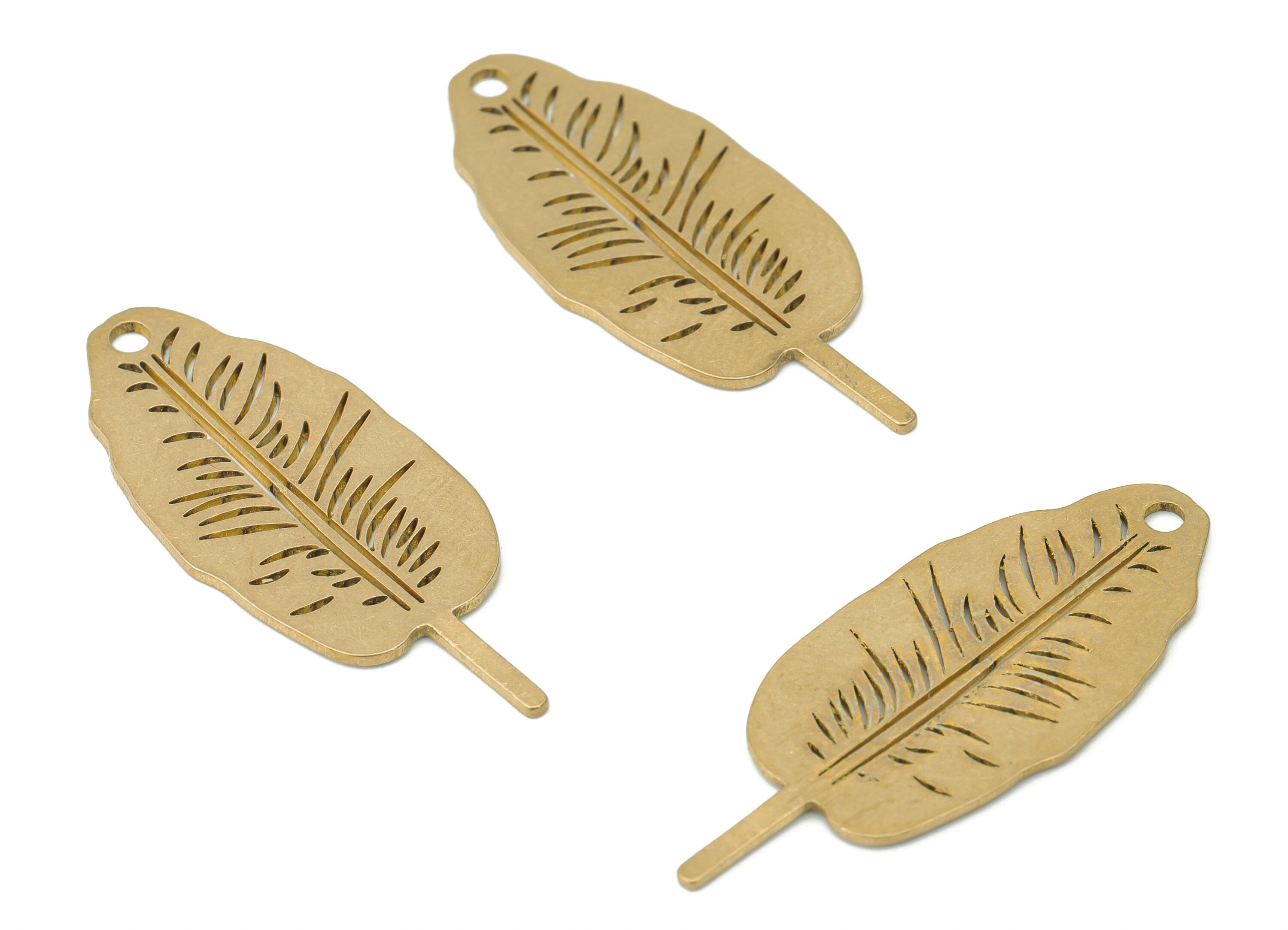 Brass Banana Leaf Earring Charms - Raw Brass Leaf Pendant - DIY Jewelry Making Supplies - 35.69x14.58x0.74mm - PPA3287 - DOMEDBAZAAR