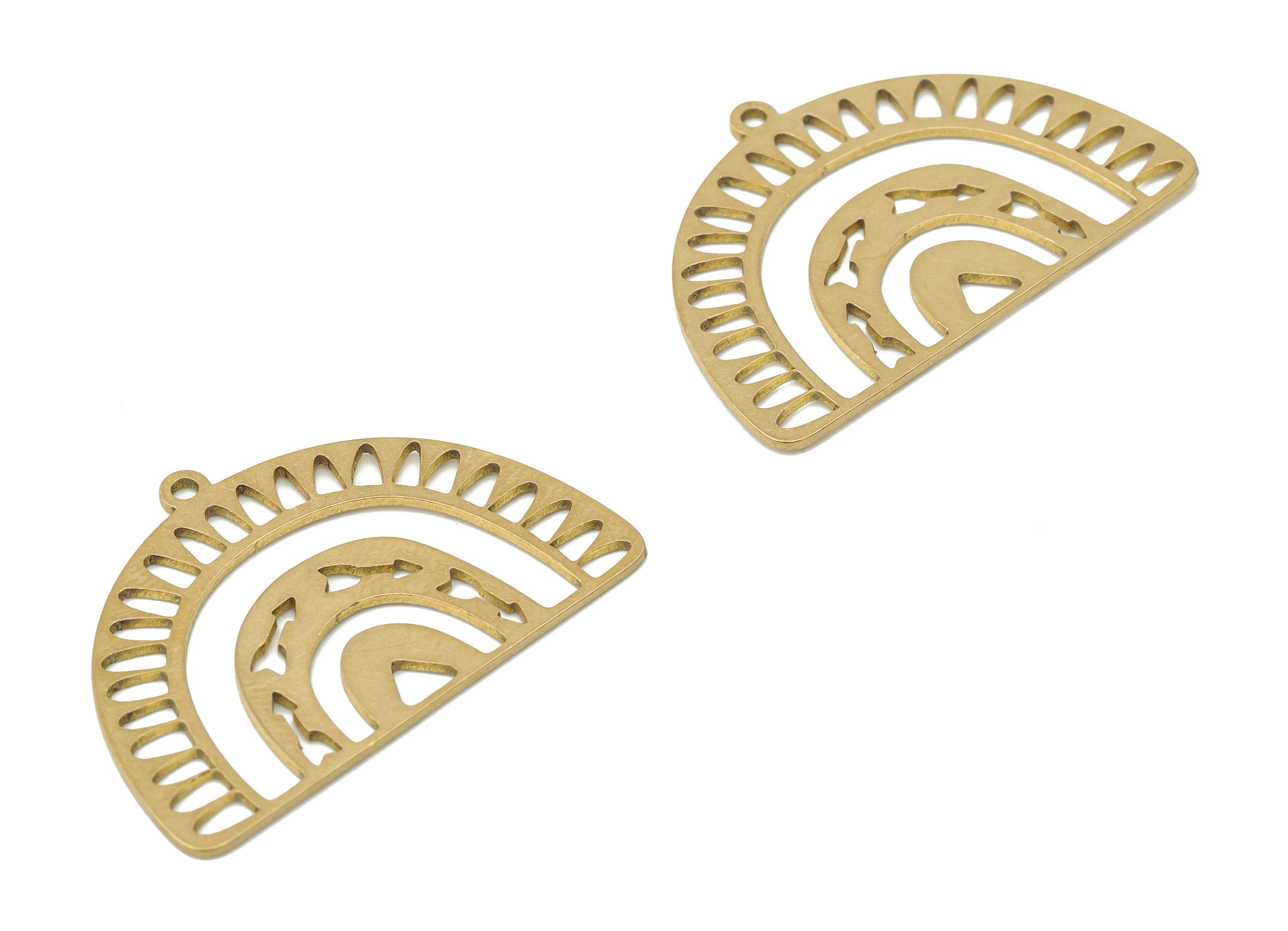 Brass Rainbow Arrow Earring Charms - Raw Brass Domed Triangle Pendant - DIY Jewelry Making Supplies - 34.78x24x0.73mm - PPA3241 - DOMEDBAZAAR