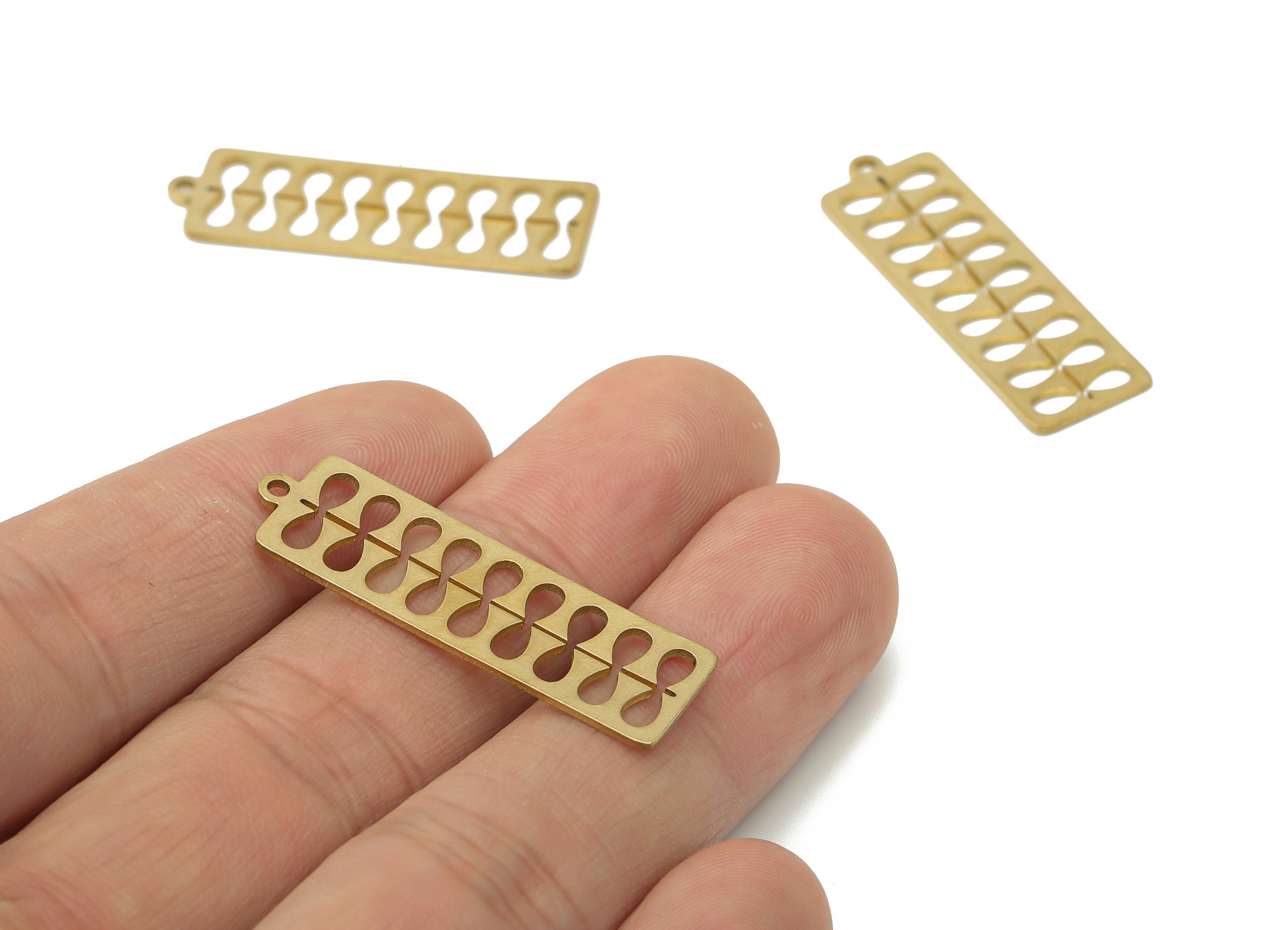 Brass Long Bar Rectangle Leaf Charms - Raw Brass Branch Rectangle Pendant - Laser Cut Charm -  Jewelry Making - 35.79x11x0.7mm - PPA3459 - DOMEDBAZAAR