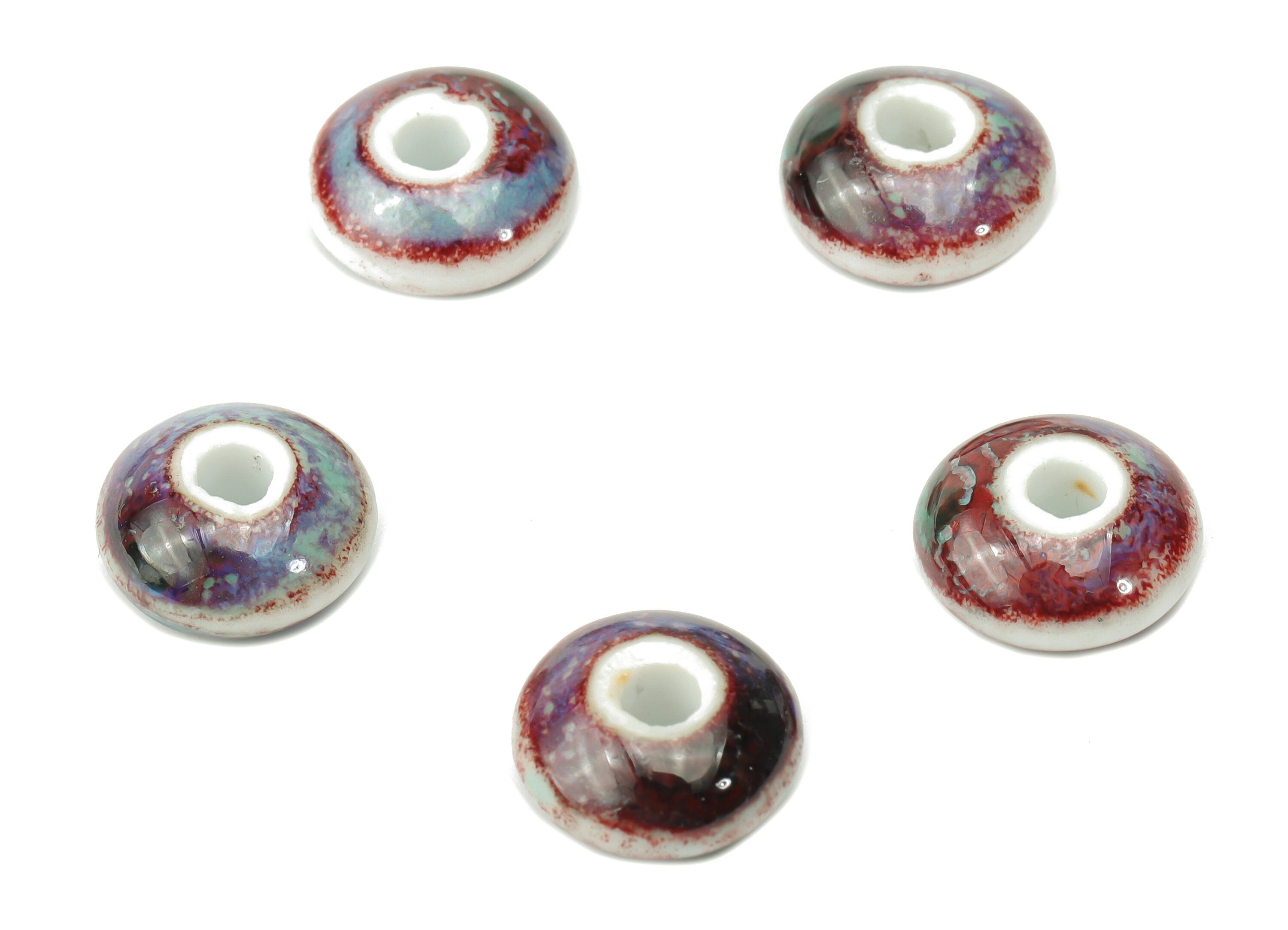 Glazed Ceramic Spacer Beads - Carved Spacer Beads - Handmade Beads - Bracelet Making Beads - Connectors Beads - 12.1x12.1x6.45mm - NS1786 - DOMEDBAZAAR