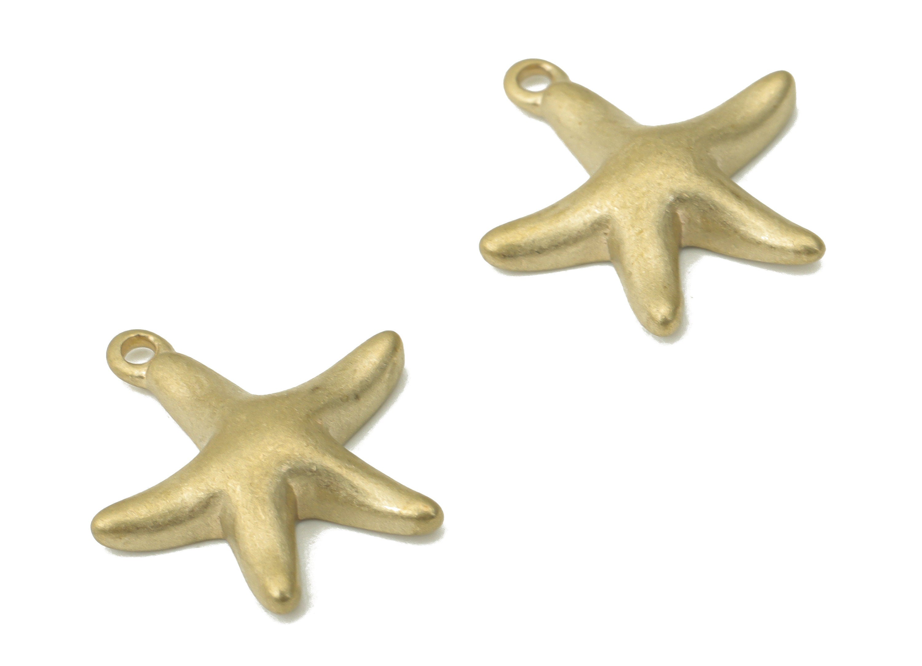 Brass Starfish Earring Charms - Raw Brass Sea Star Pendant - Jewelry Making Supplies - 16.15x13.05x3.19mm - PP5272 - DOMEDBAZAAR