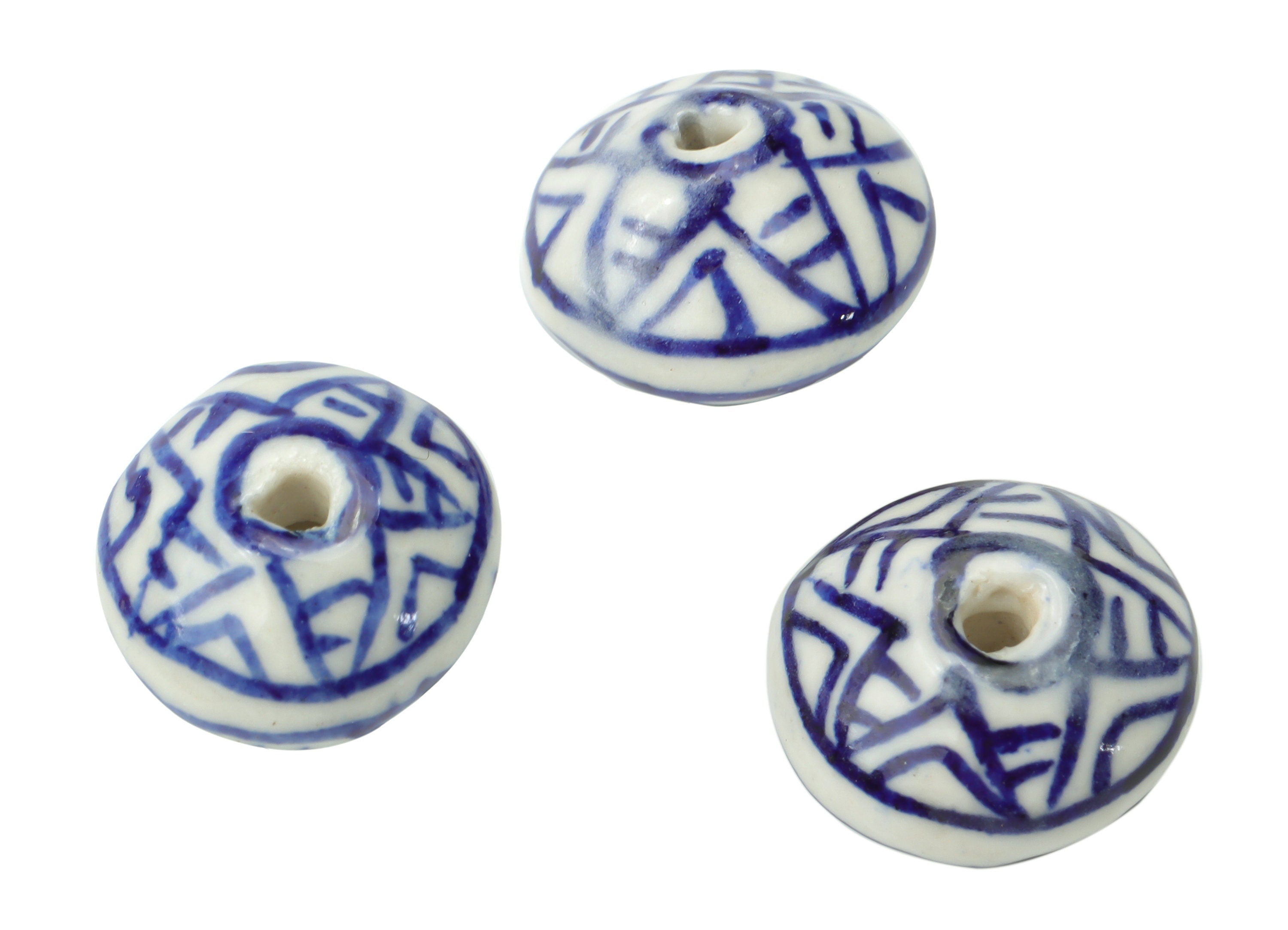 Glazed Ceramic Spacer Star Beads - Carved Spacer Beads - Handmade Beads - Bracelet Beads - Connectors Beads - 13.1x13.1x8.4mm - NS1847 - DOMEDBAZAAR
