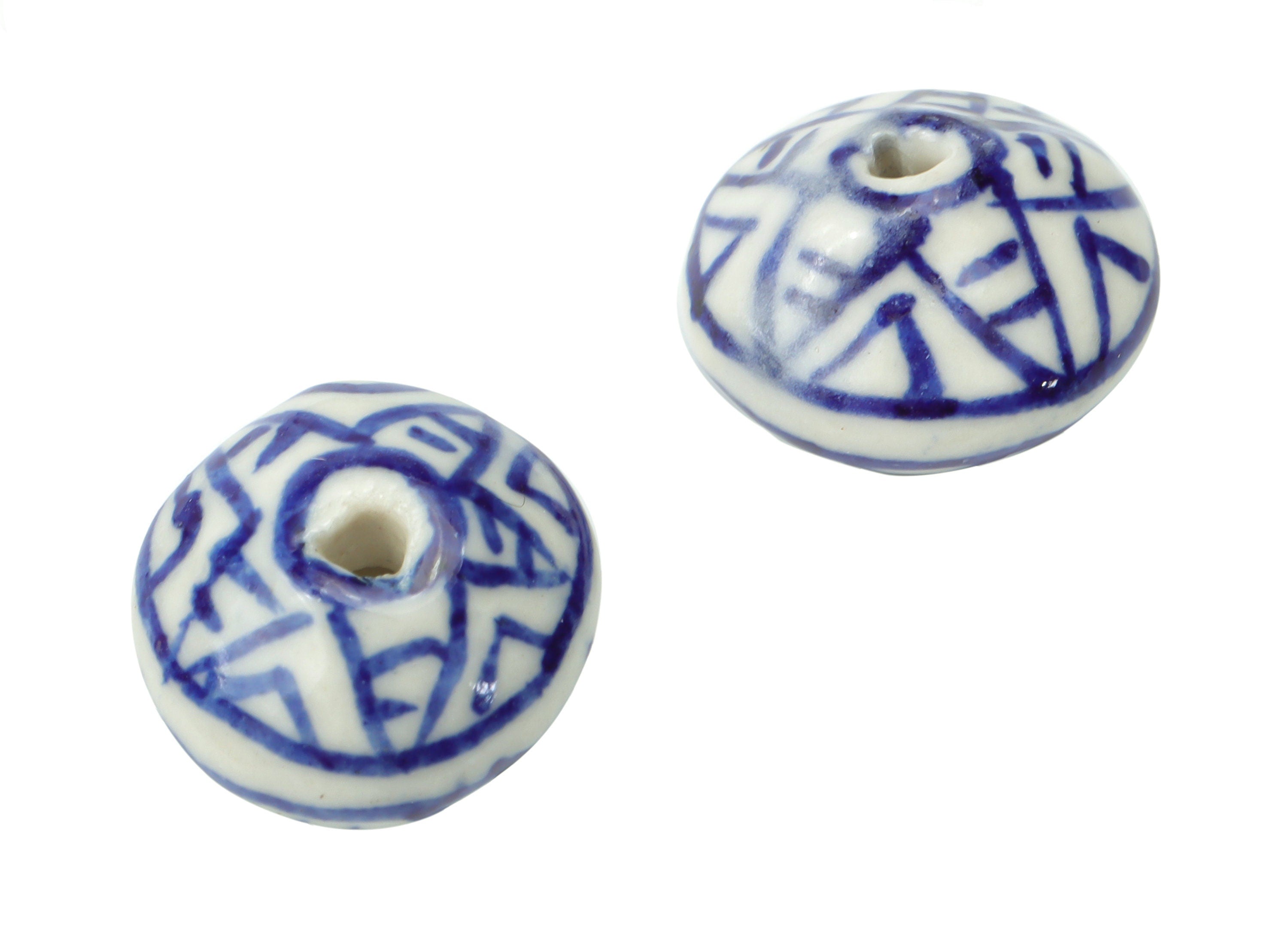 Glazed Ceramic Spacer Star Beads - Carved Spacer Beads - Handmade Beads - Bracelet Beads - Connectors Beads - 13.1x13.1x8.4mm - NS1847 - DOMEDBAZAAR