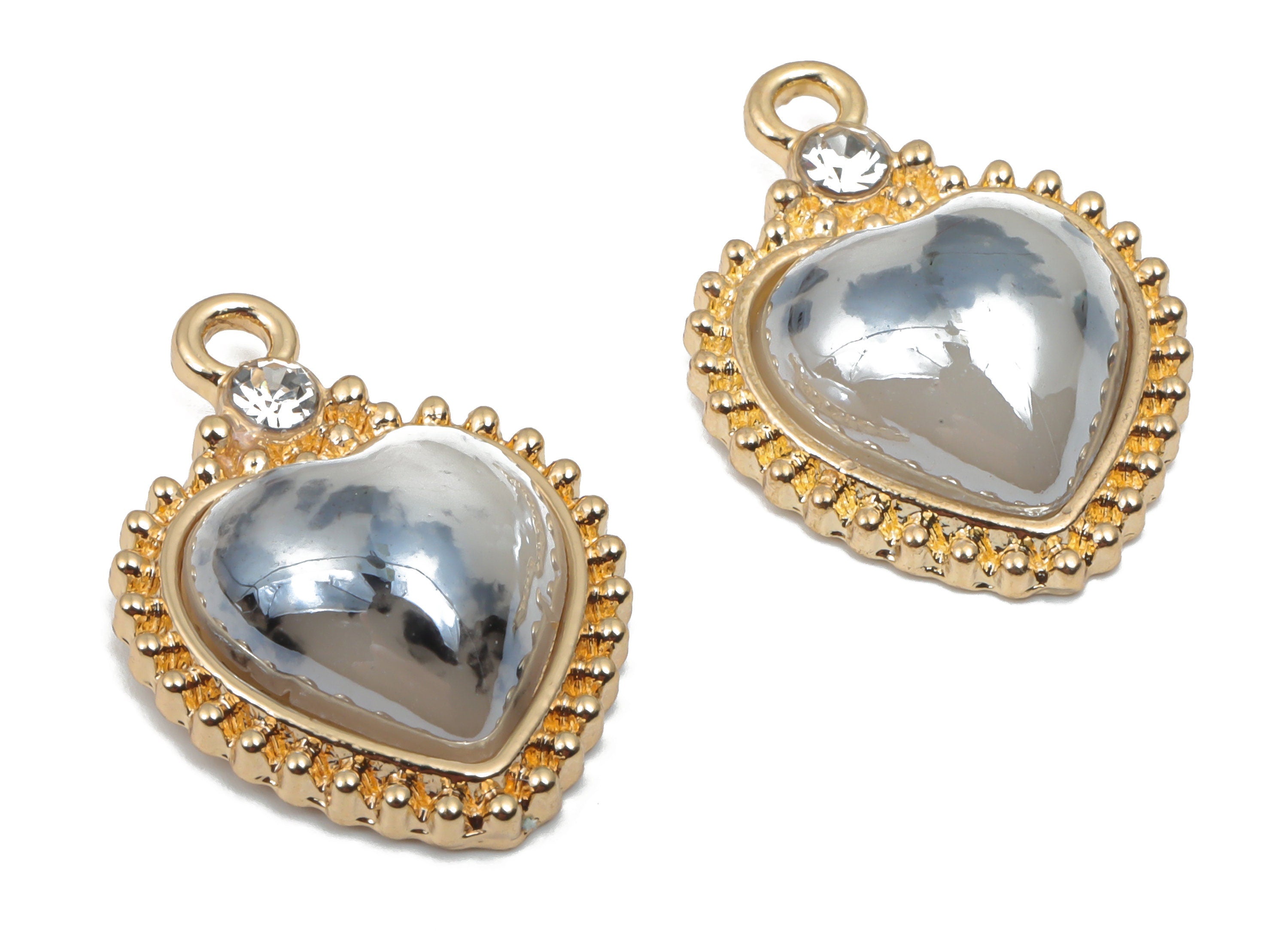 Ceramics Glass Heart Loop Earring Charms - Alloy Heart Pendant - KC Gold Tone Plated Brass – Jewelry Supplies - 22.86x15.56x5.48mm – NS1676B - DOMEDBAZAAR