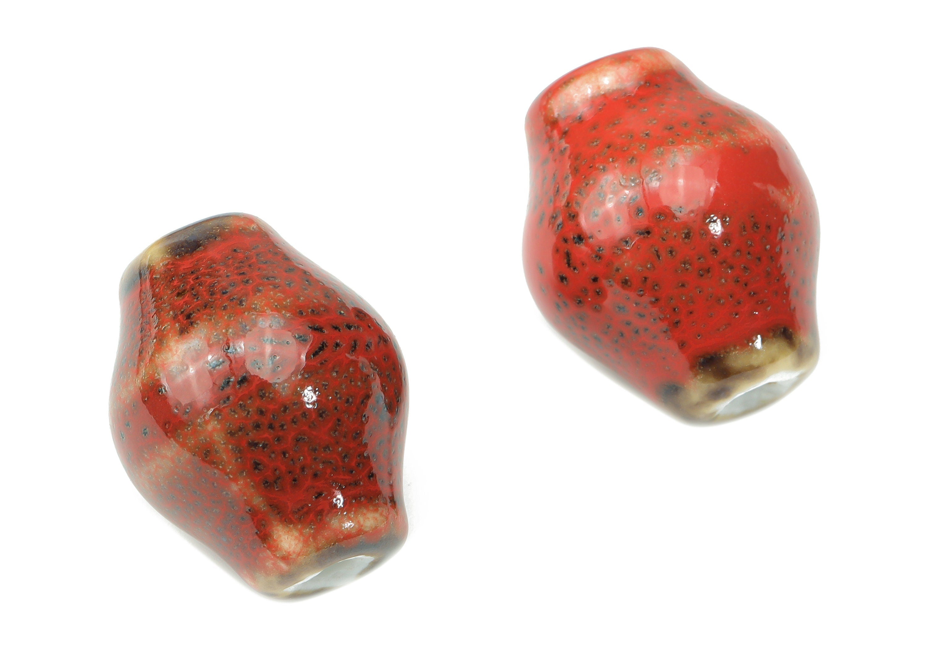 Glazed Ceramic Vase Beads - Carved Vase Beads - Handmade Beads - Bracelet Making Beads - Connectors Beads - 23x18.16x18.16mm - NS1804 - DOMEDBAZAAR