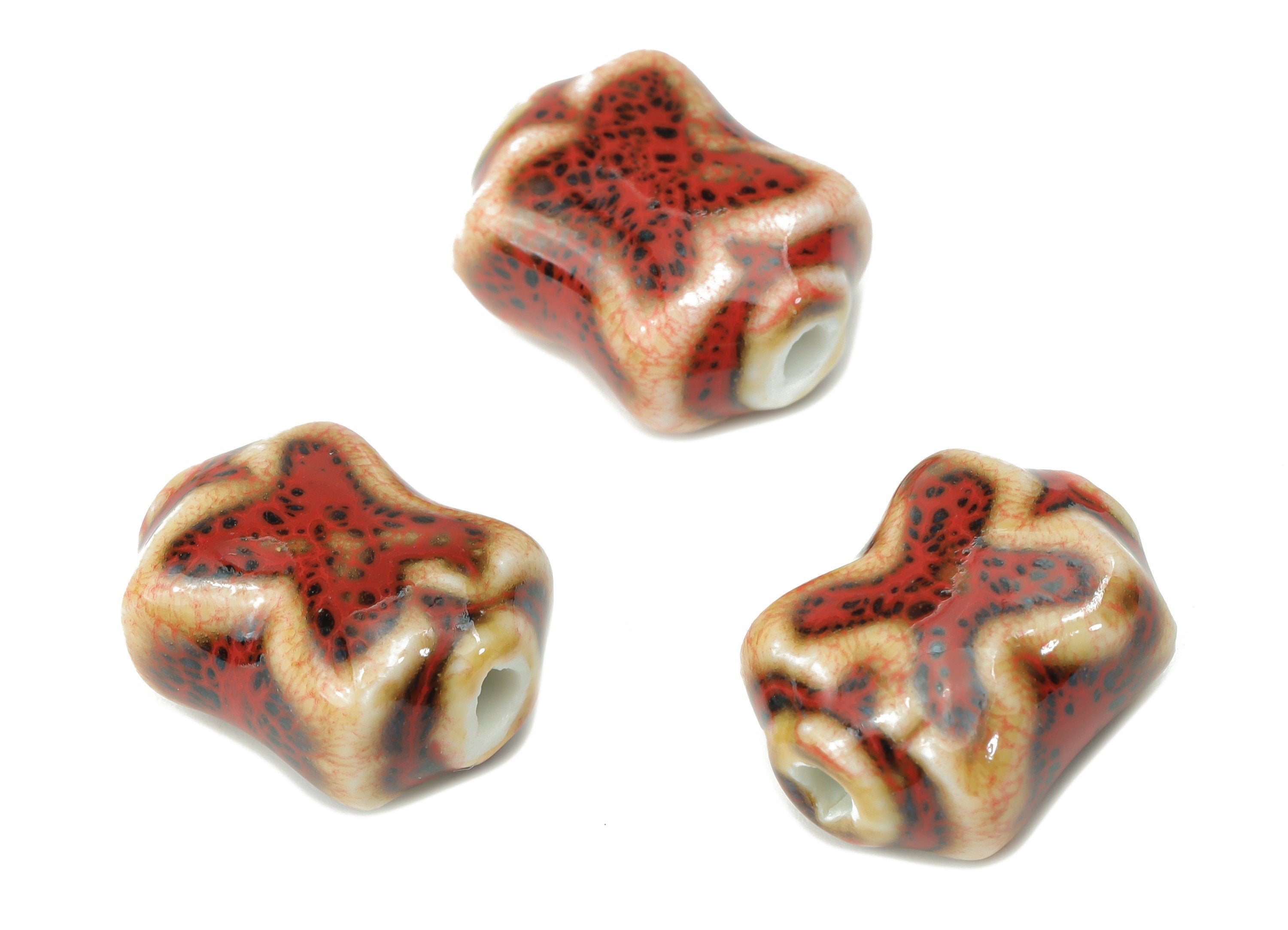 Glazed Ceramic Butterfly Beads - Carved Butterfly Beads - Handmade Connectors Beads - Bracelet Making Beads - 17.05x13.05x9.33mm - NS1817 - DOMEDBAZAAR