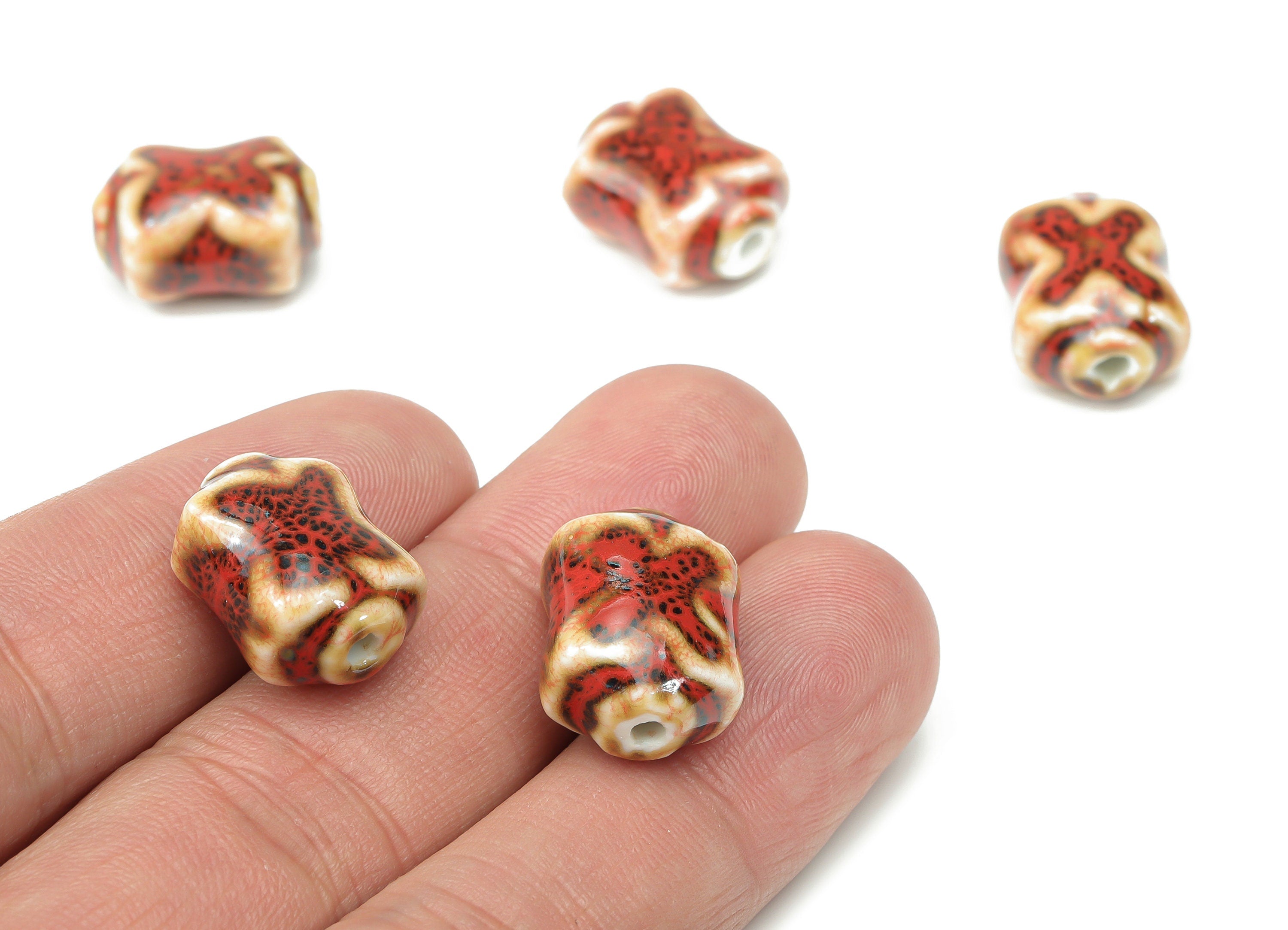 Glazed Ceramic Butterfly Beads - Carved Butterfly Beads - Handmade Connectors Beads - Bracelet Making Beads - 17.05x13.05x9.33mm - NS1817 - DOMEDBAZAAR