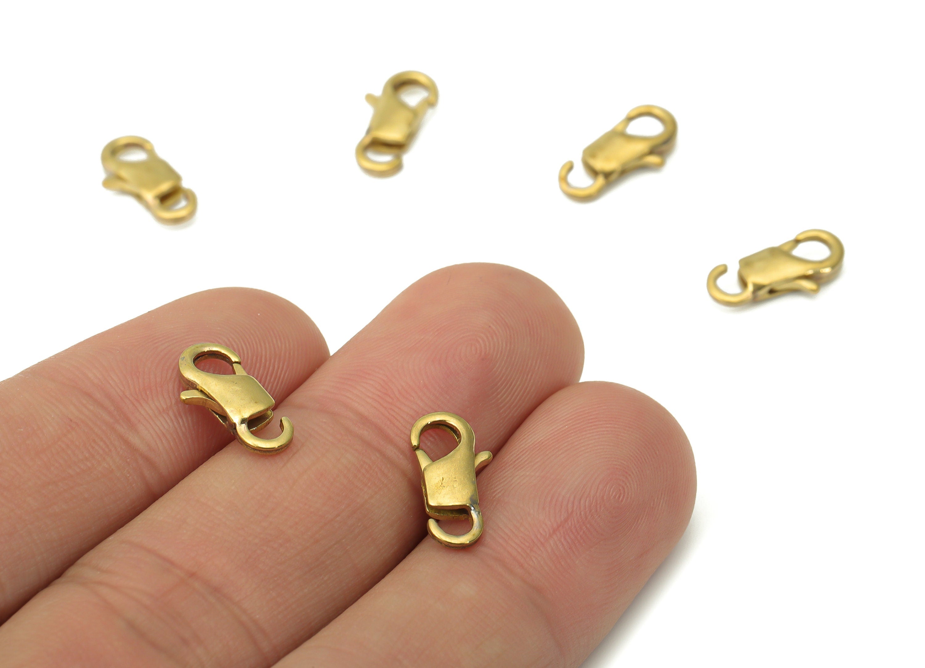 Brass Lobster Clasps with Hook – Raw Brass Lobster Claw Clasp – Infinity Lobster Clasp – Trigger Clasp – 12.9x6.35x2.69mm - PP5222 - DOMEDBAZAAR
