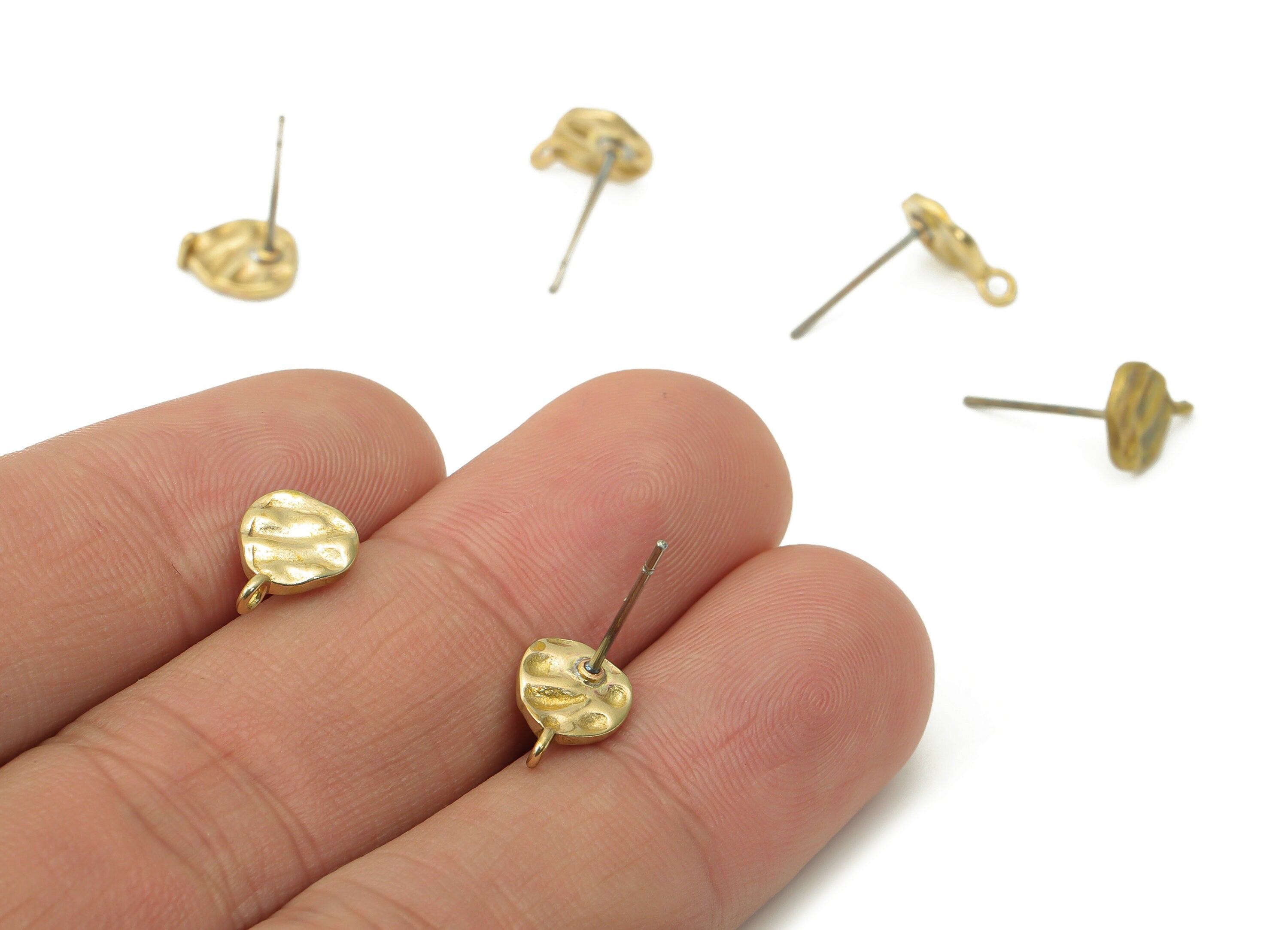 Brass Wave Drop Earring Stud - Raw Brass Teardrop Earring Post - Silver Stud - Jewelry Making Supplies - 10.28x7.38x2.52mm - PP5277 - DOMEDBAZAAR