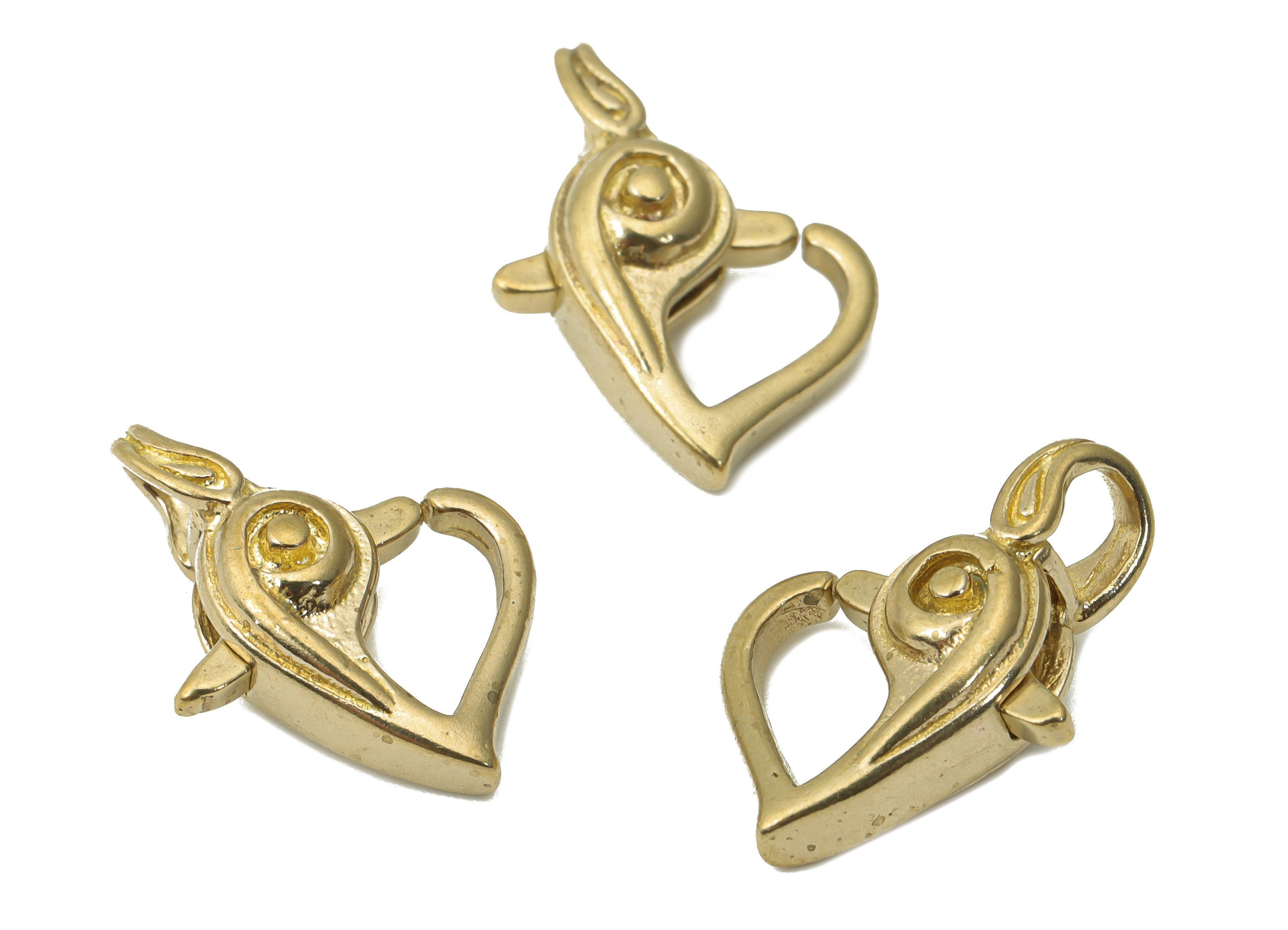 Raw Brass Heart Lobster Claw - Brass Trigger Clasps – Jewelry Clasps - Brass Heart Clasps - Jewelry Supplies - 17x12.13x5.56mm - PP5229 - DOMEDBAZAAR