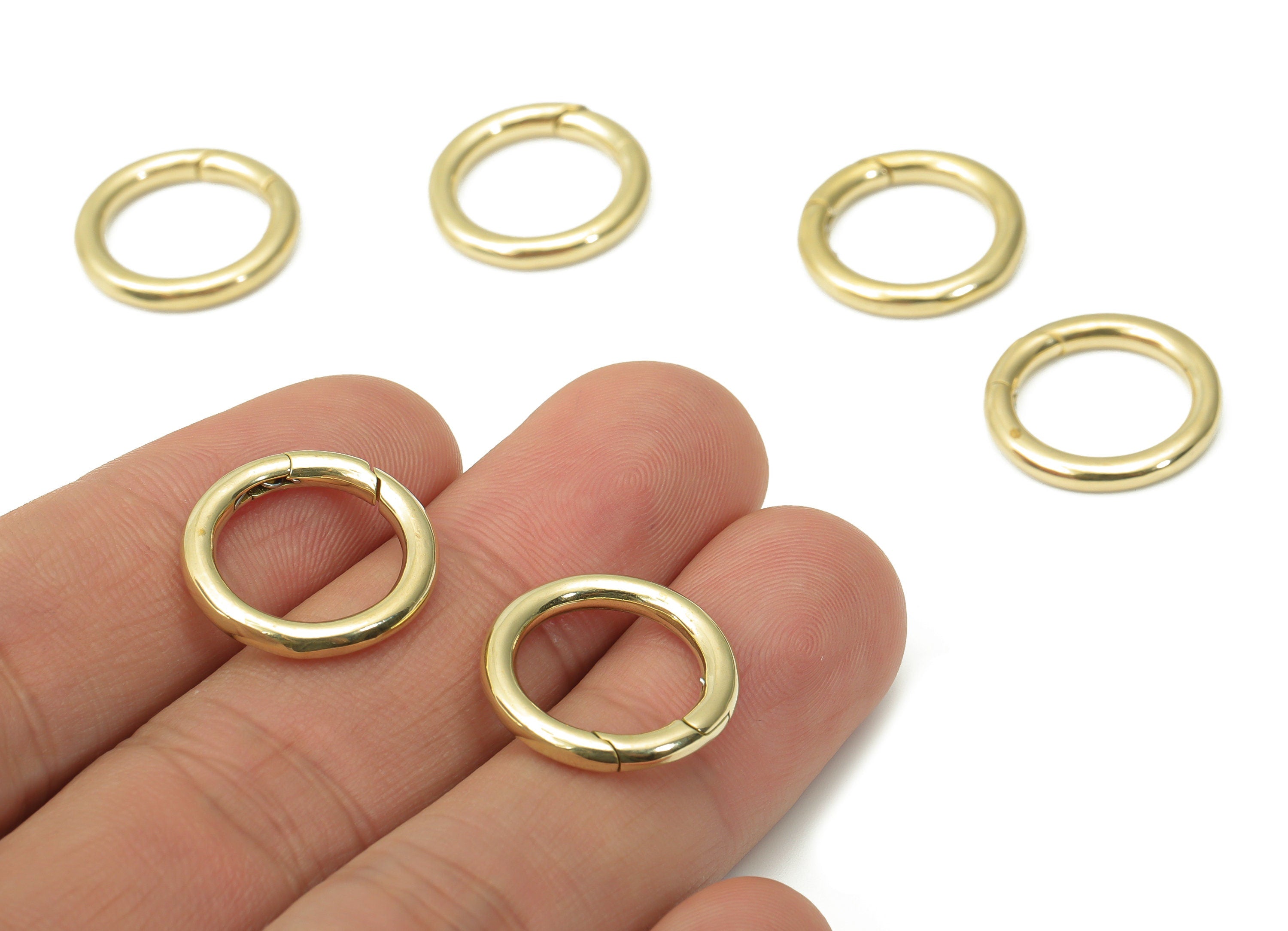 Raw Brass Round Hoop Lobster Claw - Brass Circle Trigger Clasps - Raw Brass Clasp – Jewelry Making Supplies - 17.62x17.62x2.5mm - PP5237 - DOMEDBAZAAR