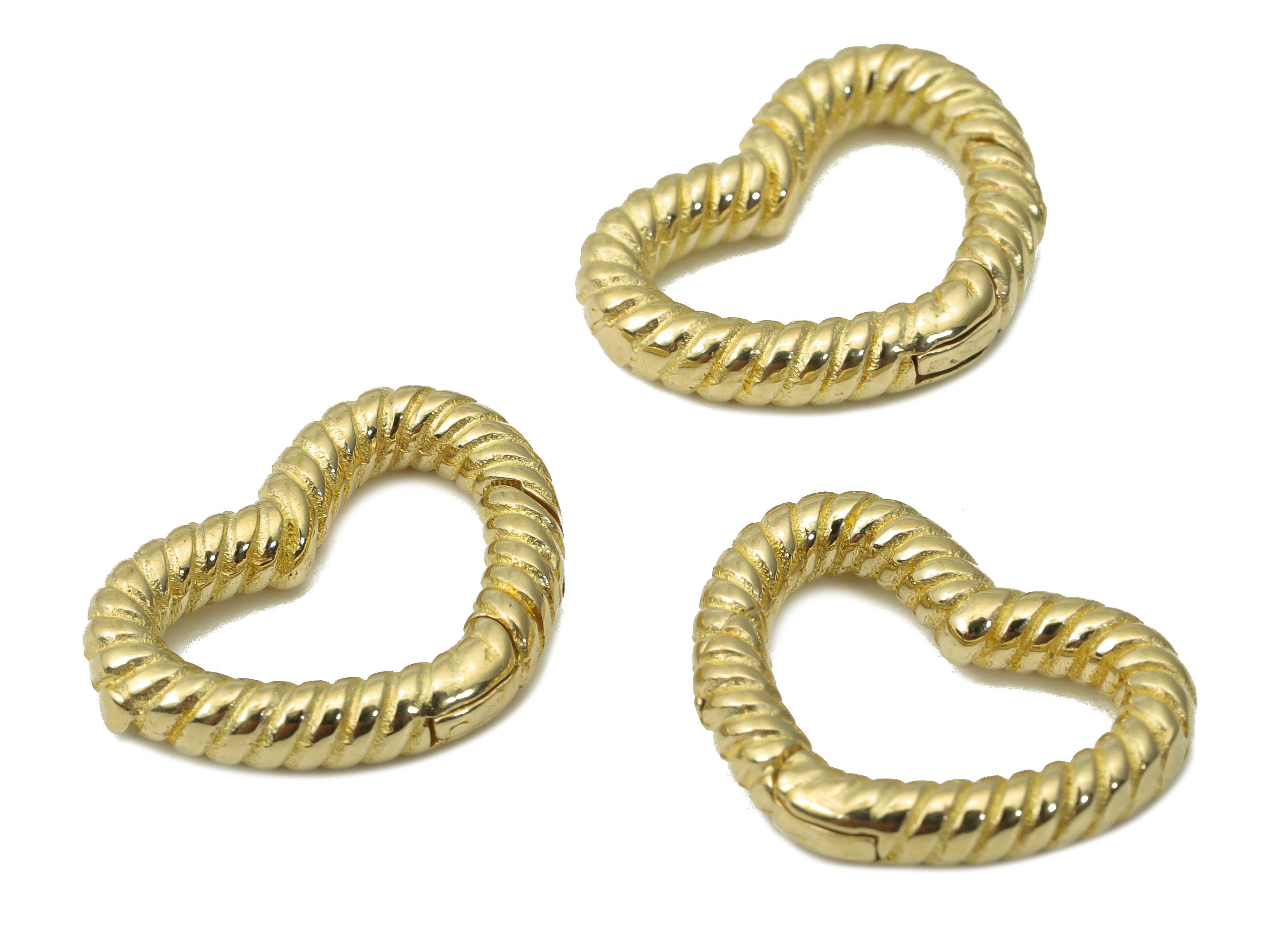 Raw Brass Texture Heart Lobster Claw - Brass Trigger Clasps - Brass Heart Clasp – Jewelry Making Supplies - 17.1x12.83x2.95mm - PP5262 - DOMEDBAZAAR