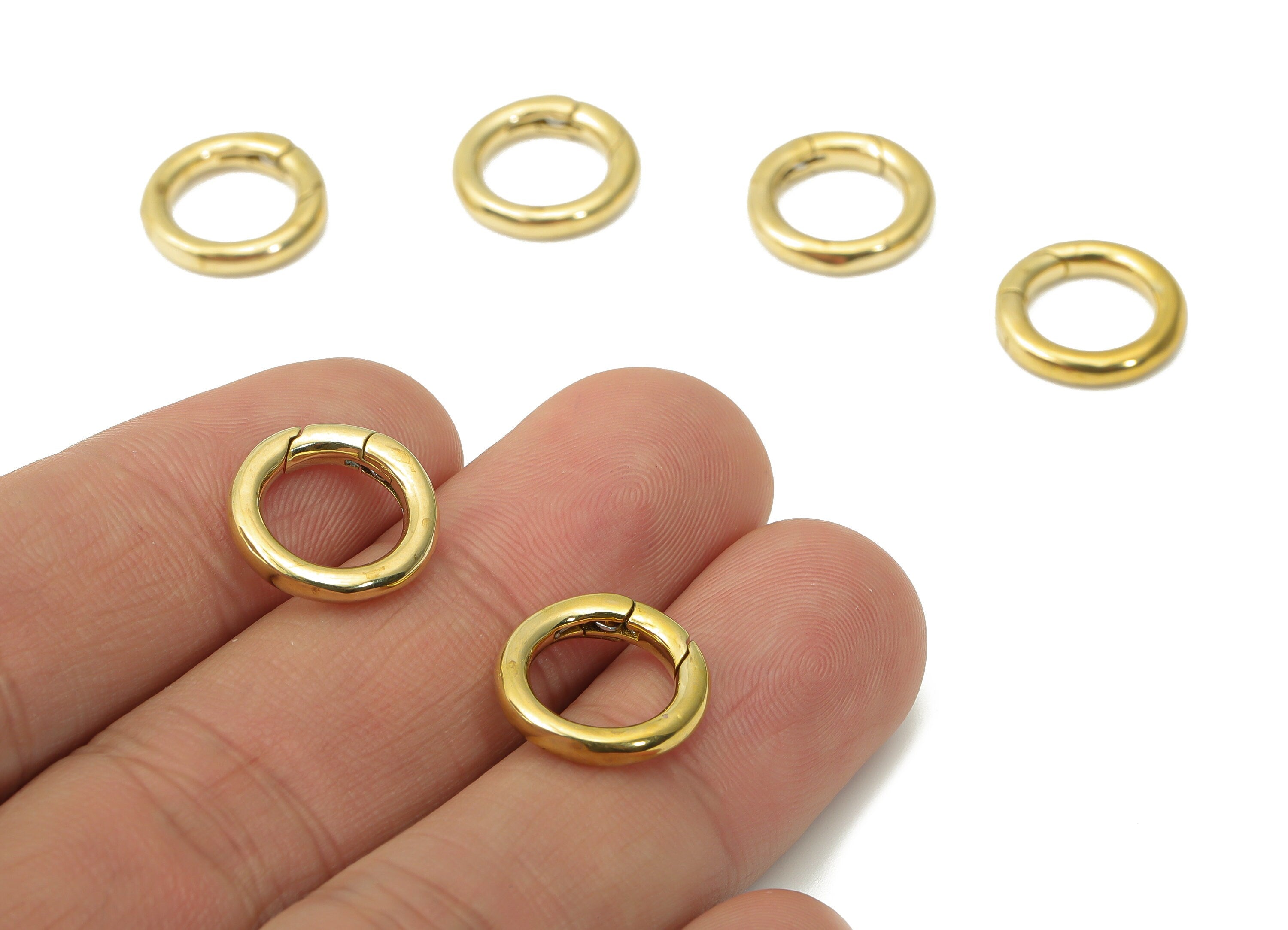 Raw Brass Round Hoop Lobster Claw - Brass Circle Trigger Clasps - Raw Brass Clasp – Jewelry Making Supplies - 13.83x13.93x2.51mm - PP5247 - DOMEDBAZAAR