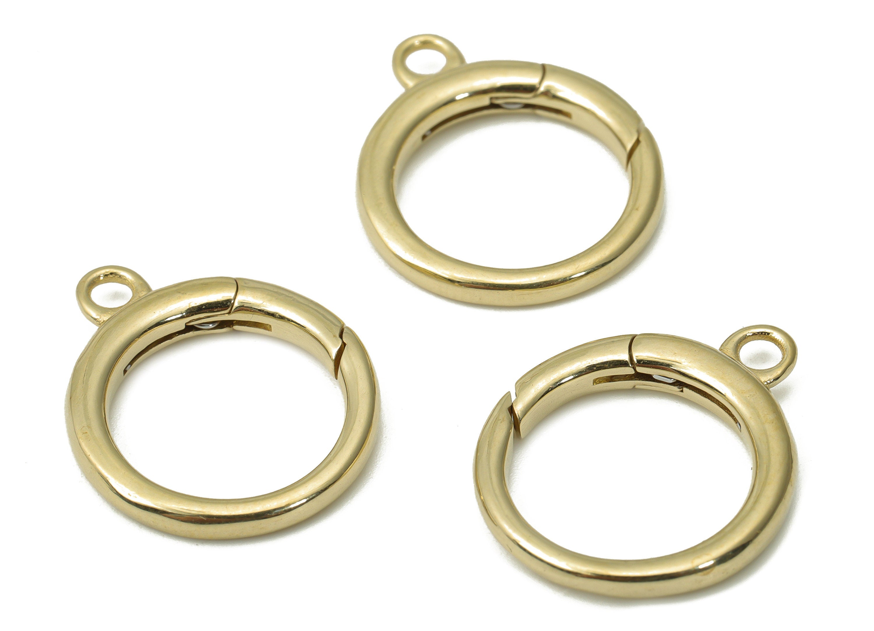 Raw Brass Round Hoop Lobster Claw - Brass Circle Trigger Clasps - Raw Brass Clasp – Jewelry Making Supplies - 21.95x17.63x3mm - PP5248 - DOMEDBAZAAR