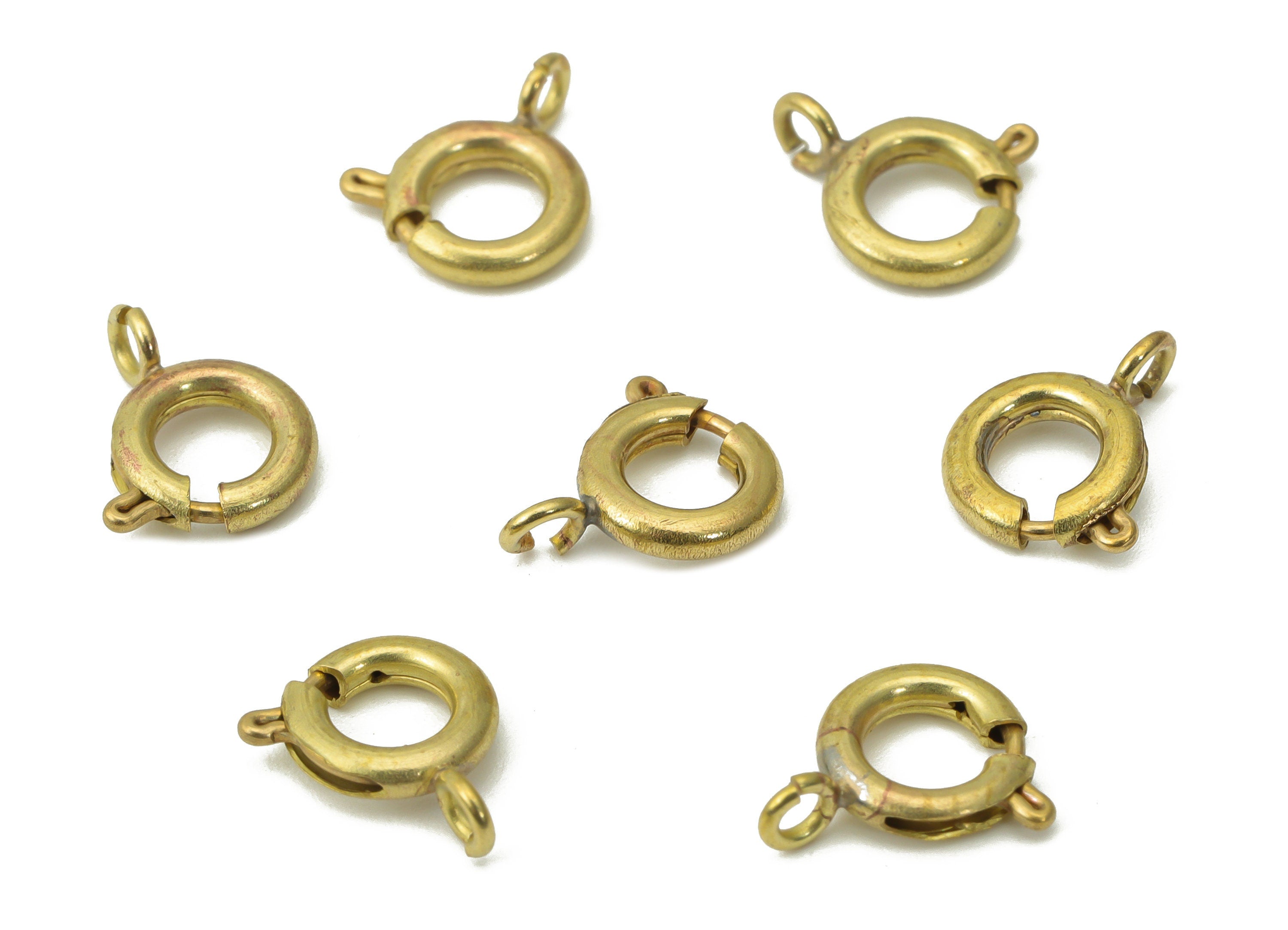 Brass Mini Round Lobster Claw - 9mm - Jewelry Clasps - Raw Brass Mini Circle Trigger Clasps - Jewelry Supplies - 9.72x7x1.7mm - PP5218 - DOMEDBAZAAR