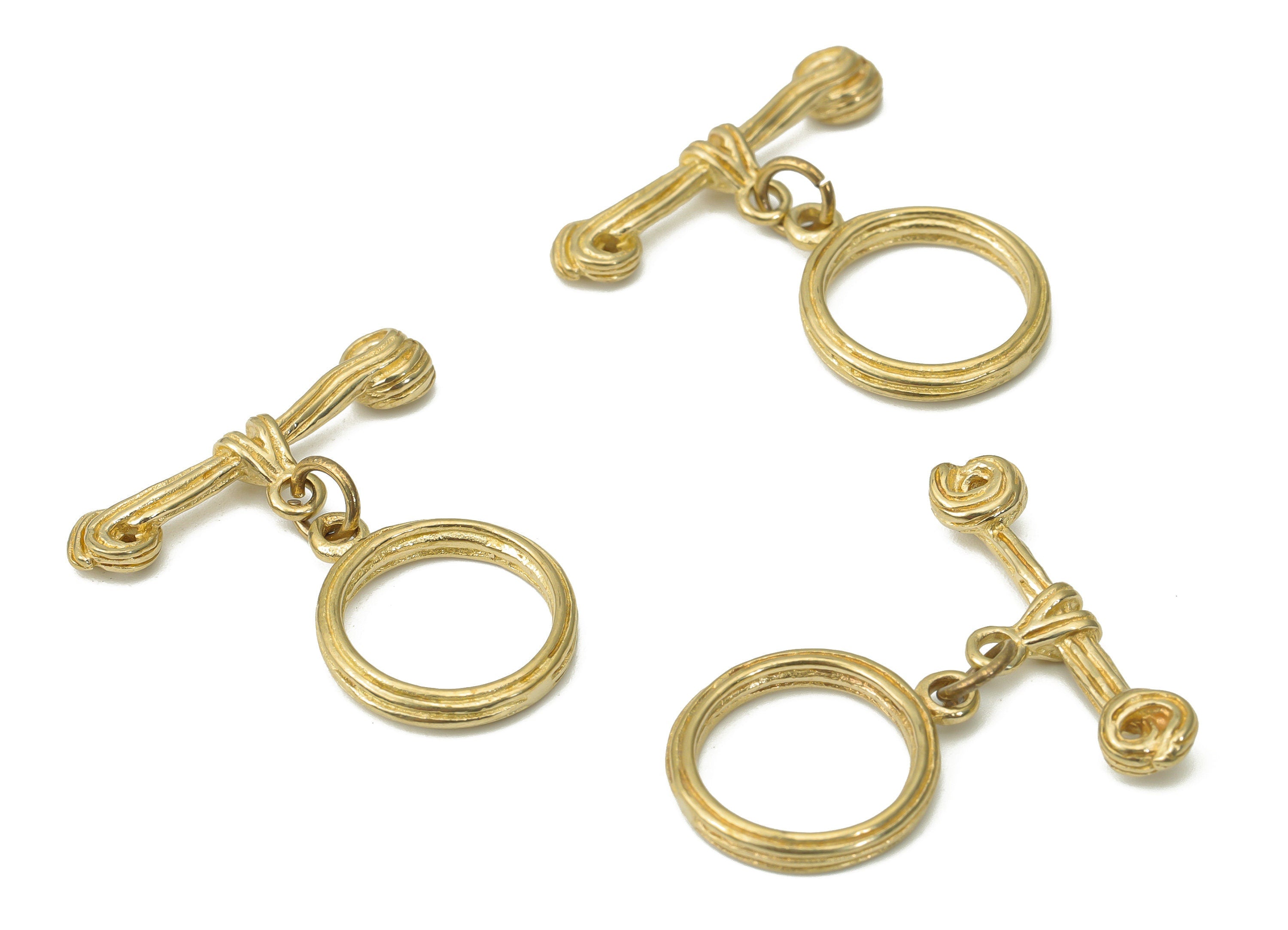 Brass Texture Toggle Clasp - Brass Plated Toggle Clasp – Brass Plated Round Toggle Clasp – Jewelry Supplies - 25.44x23.57x3.26mm - PP5269 - DOMEDBAZAAR