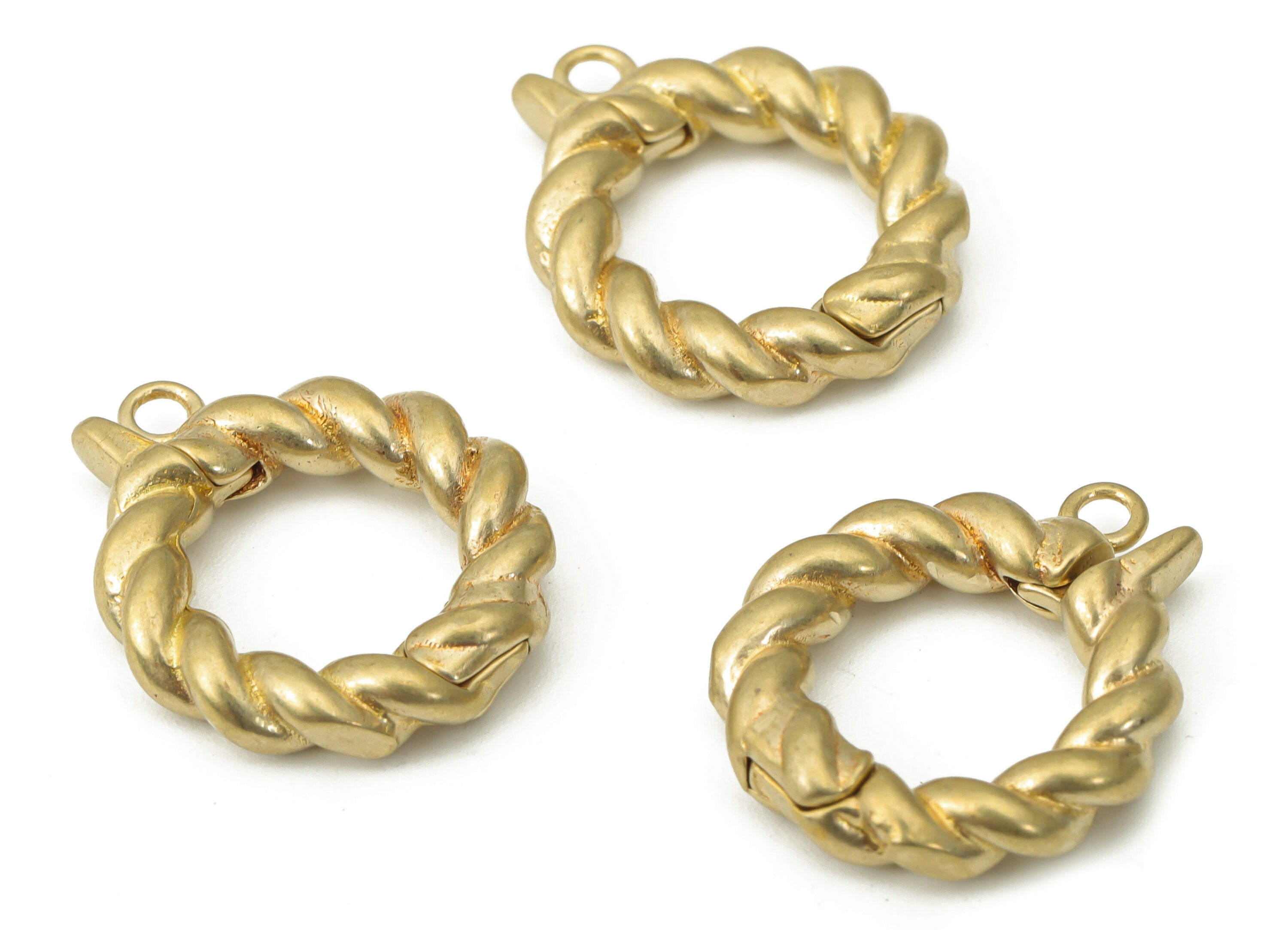 Brass Twisted Round Clasp - Raw Brass Plated Circle Clasp – Jewelry Making Supplies - 17.07x14.02x3.2mm - PP5274 - DOMEDBAZAAR