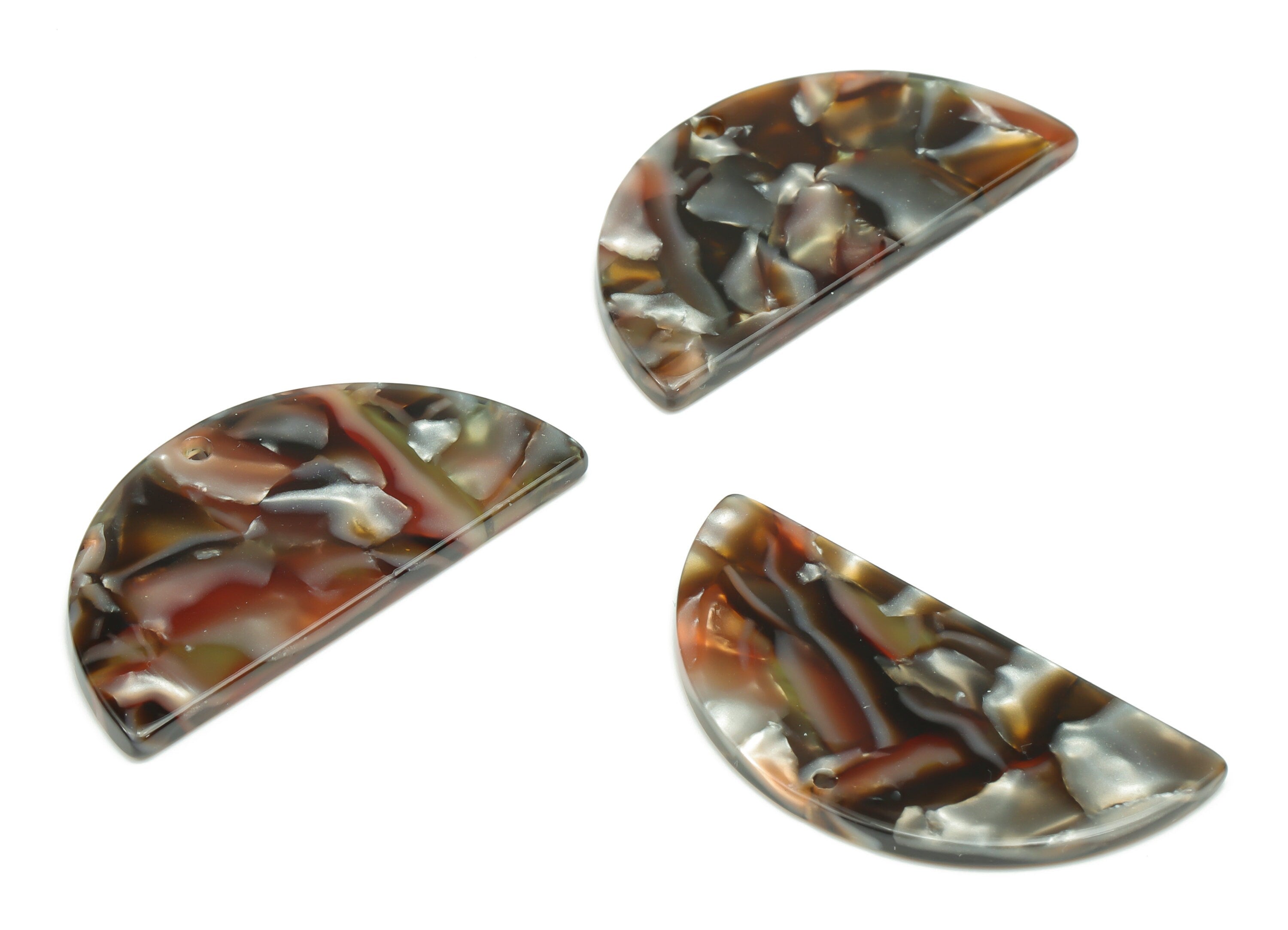Acetate D Semicircle Earring Charms - Acetate Half Moon Pendant - Jewelry Supplies - Color Code: A543 -39.98x19.95x2.36mm - AC2151-A543 - DOMEDBAZAAR