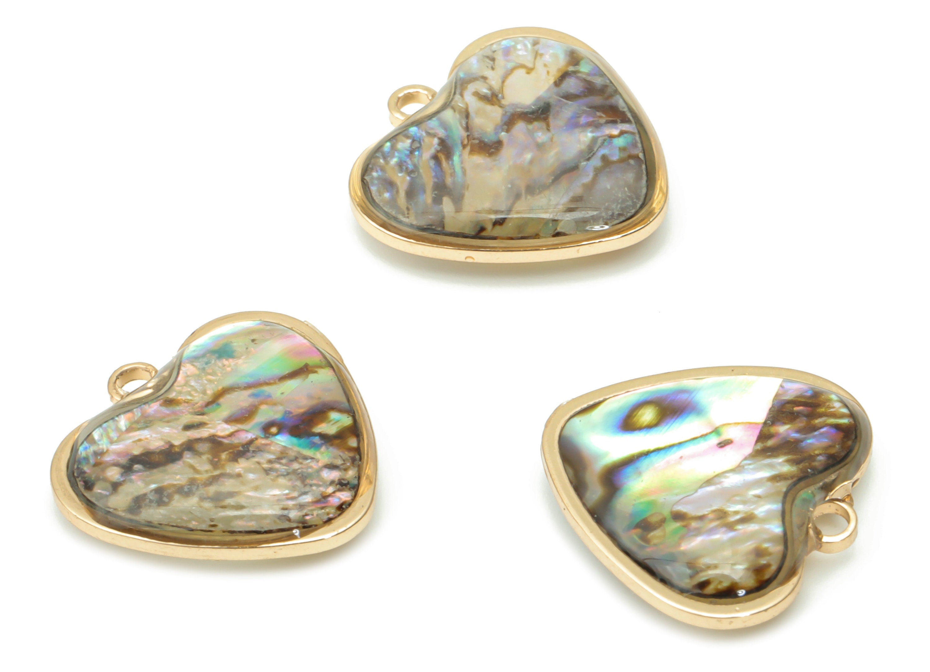 Shell Heart Earring Charms - Shell Heart Pendant - Gold Tone Plated Brass - Jewelry Making Supplies - 15.2x14.98x3.9mm - SF1133B - DOMEDBAZAAR