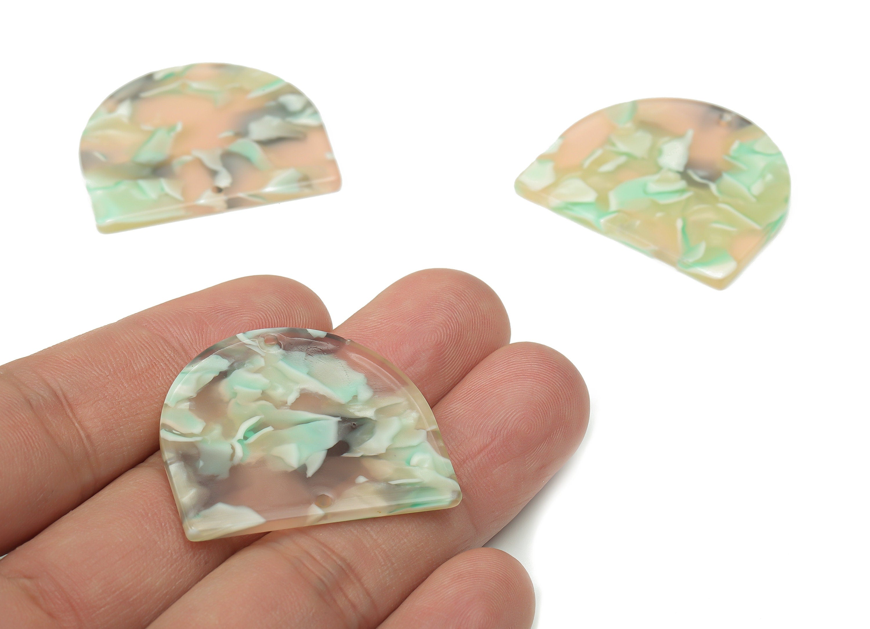 Acetate D Domed Earring Connector - Acetate Semicircle Charms - Jewelry Supplies - Color Code: A265 - 34.11x28.86x2.67mm - AC1634-A265 - DOMEDBAZAAR