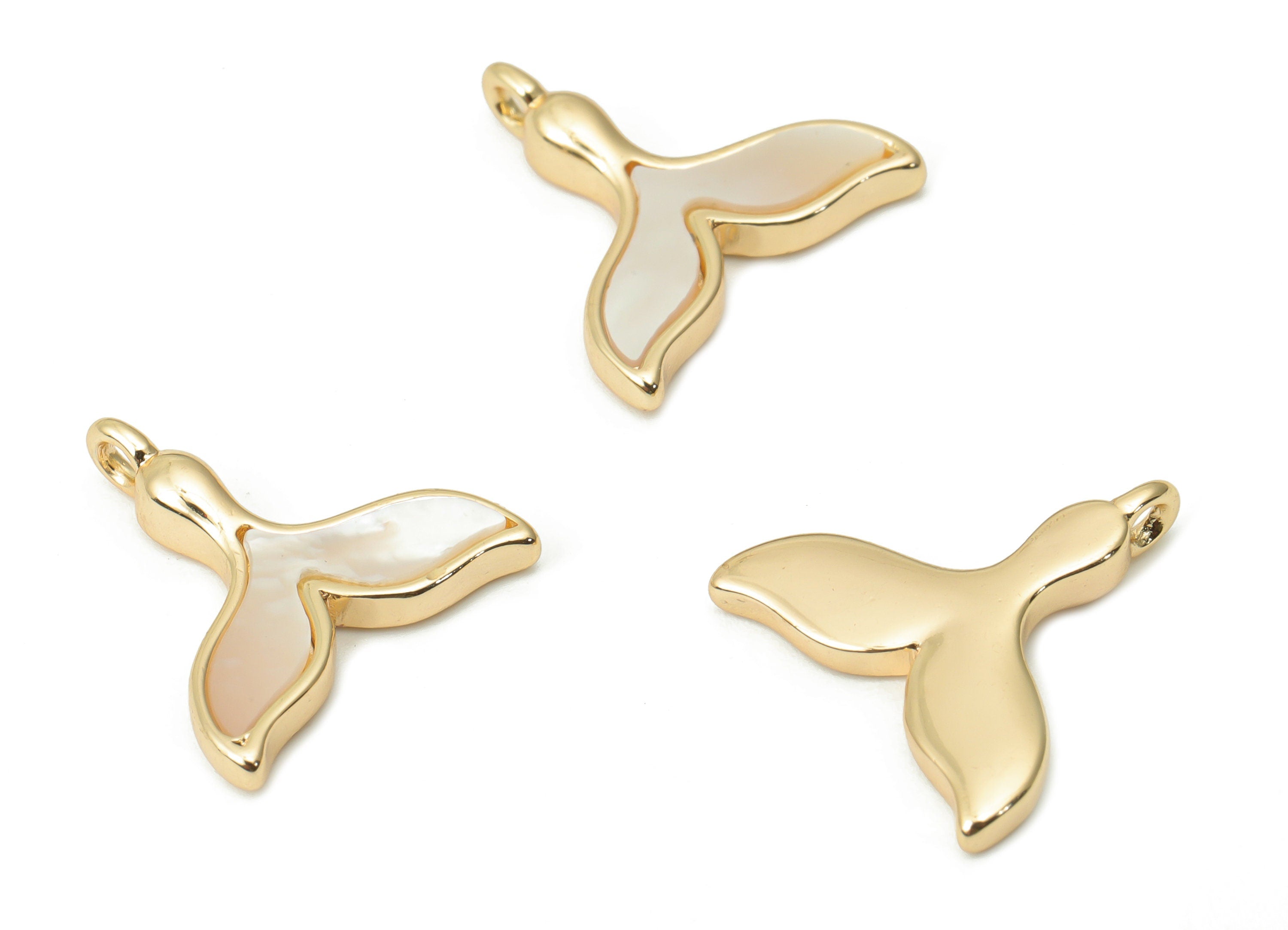Brass Fish Tail Earring Charms - Shell Fish Tail Pendant - 18K Real Gold Plated Brass - Jewelry Making Supplies - 14.62x14.7x2.1mm - RGP4393 - DOMEDBAZAAR