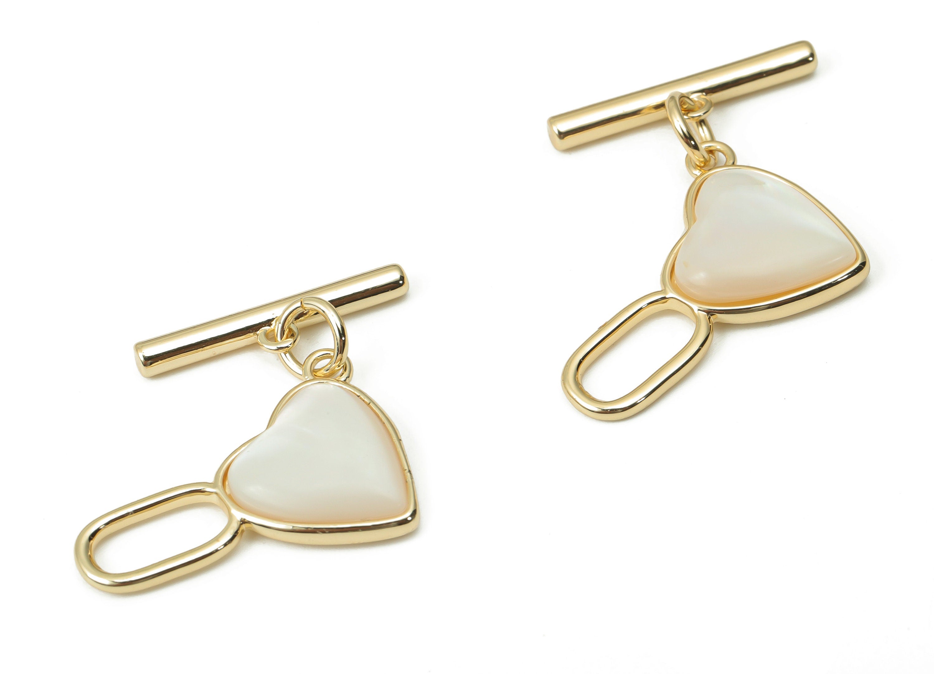 Brass Heart Toggle Clasp – Shell Heart Toggle Clasp – 18K Real Gold Plated Brass - Jewelry Making Supplies - 25.94x16.95x3.8mm - RGP4373 - DOMEDBAZAAR