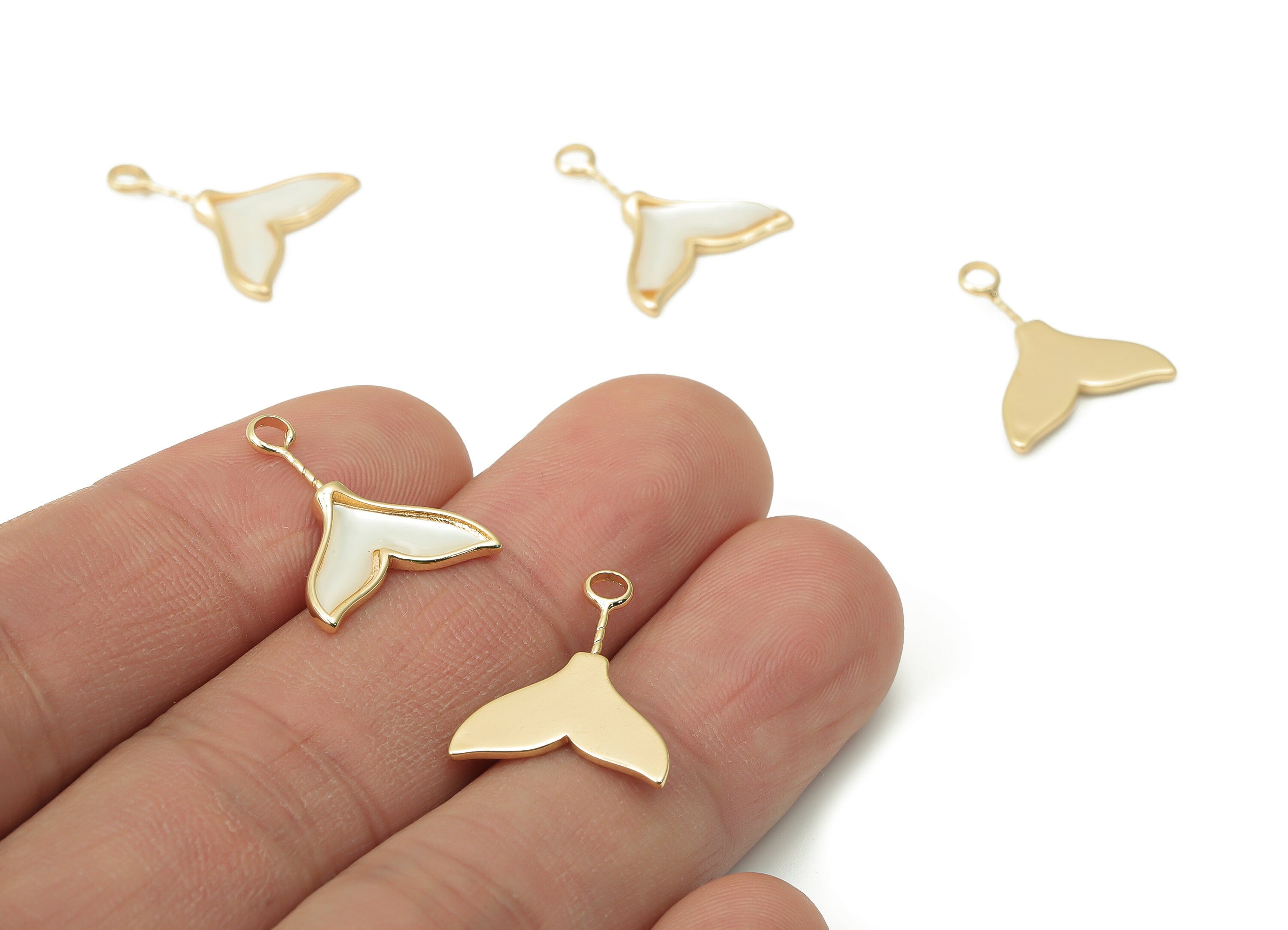 Brass Fish Tail Earring Charms - Shell Fish Tail Pendant - 18K Real Gold Plated Brass - Jewelry Making Supplies - 18.9x14.64x1.4mm - RGP4392 - DOMEDBAZAAR