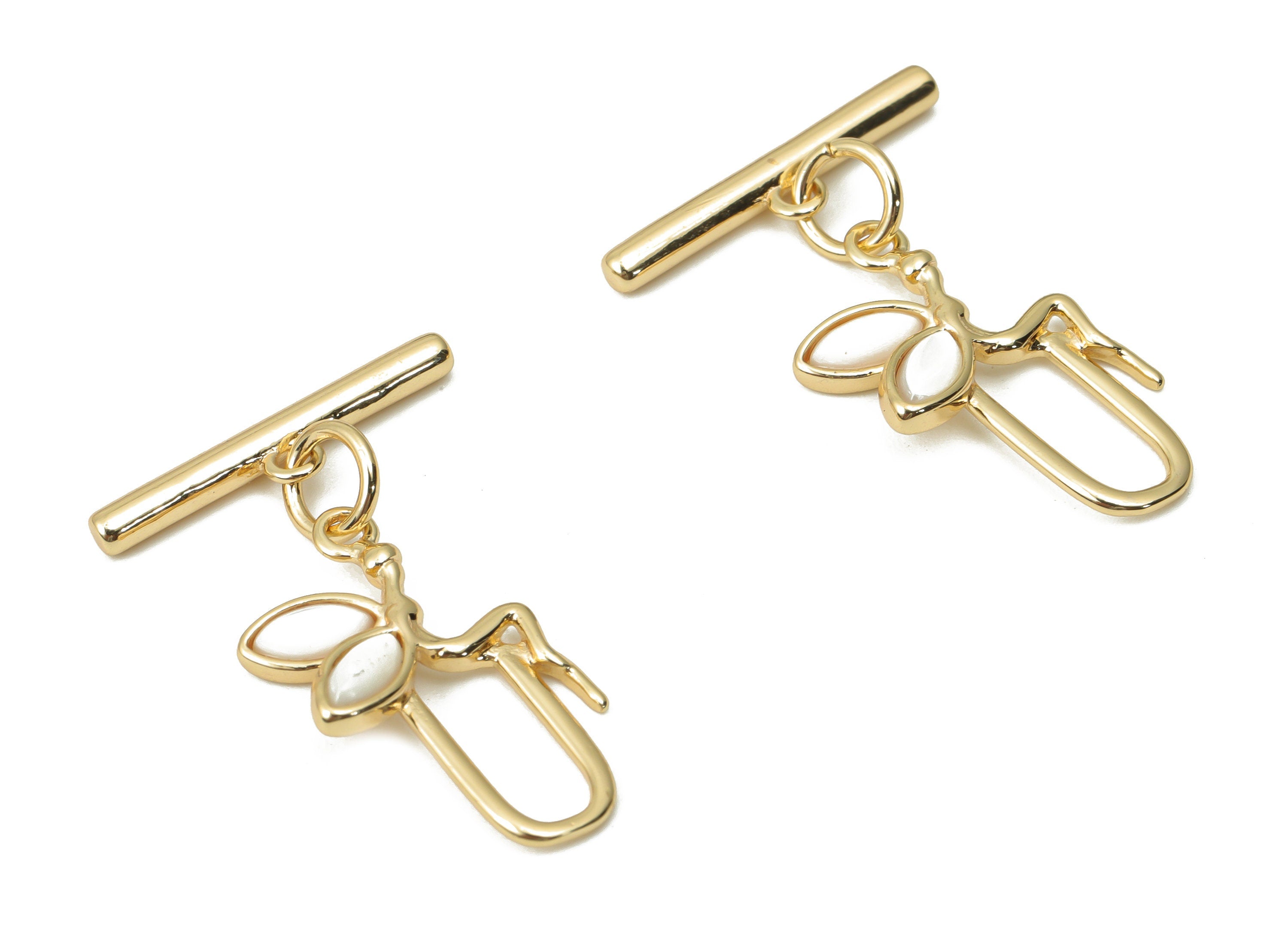 Brass Woman Wings Earring Toggle Clasp – Shell Angle Toggle Clasp – 18K Real Gold Plated Brass - Jewelry Supplies - 24x16.9x3.8mm - RGP4371 - DOMEDBAZAAR