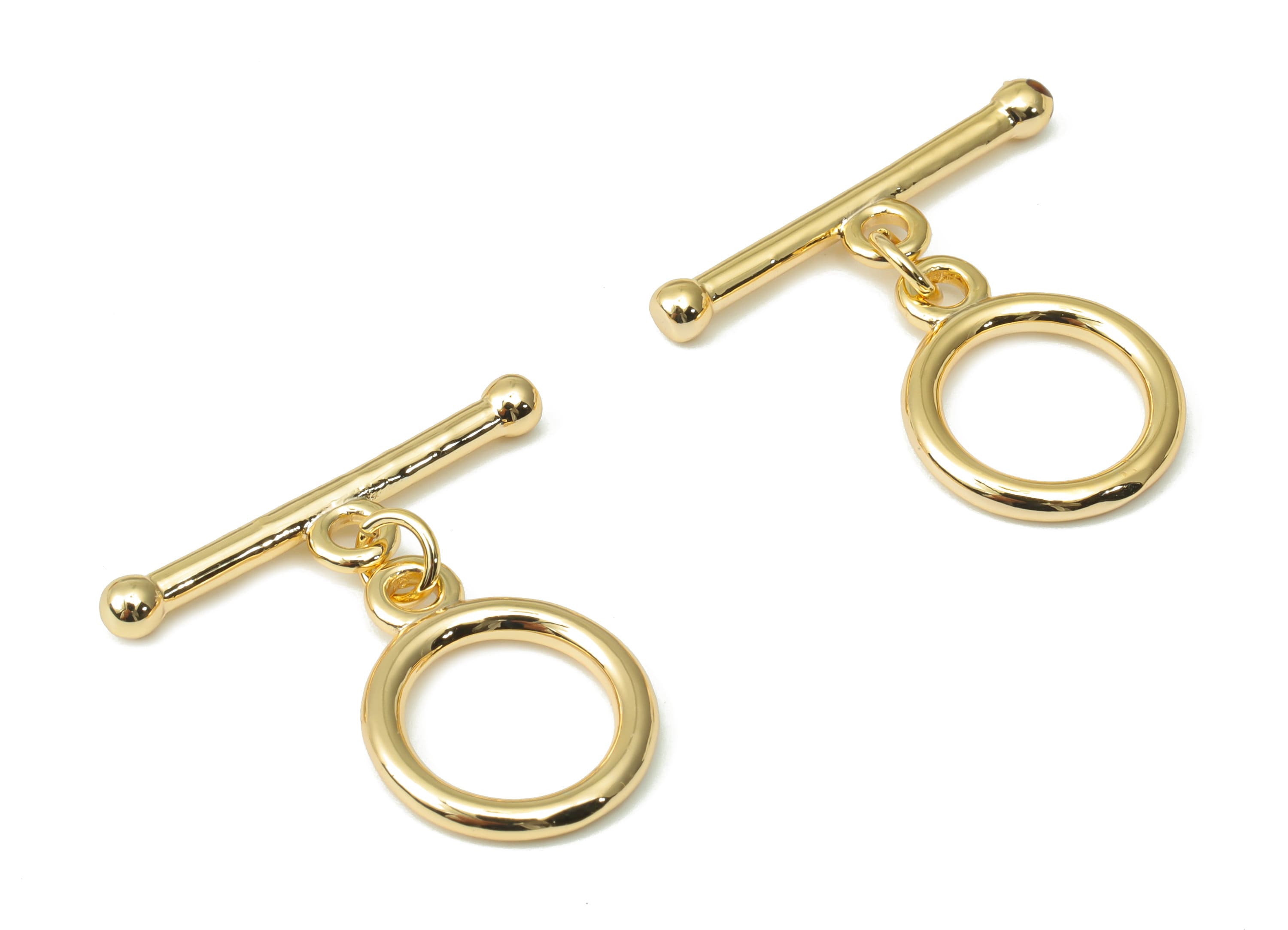 Brass Round Toggle Clasps – Gold Plated Ring Circle Toggle Clasp - 18K Real Gold Plated Brass – Jewelry Supplies - 26.2x25.4x3.2mm - RGP4516 - DOMEDBAZAAR
