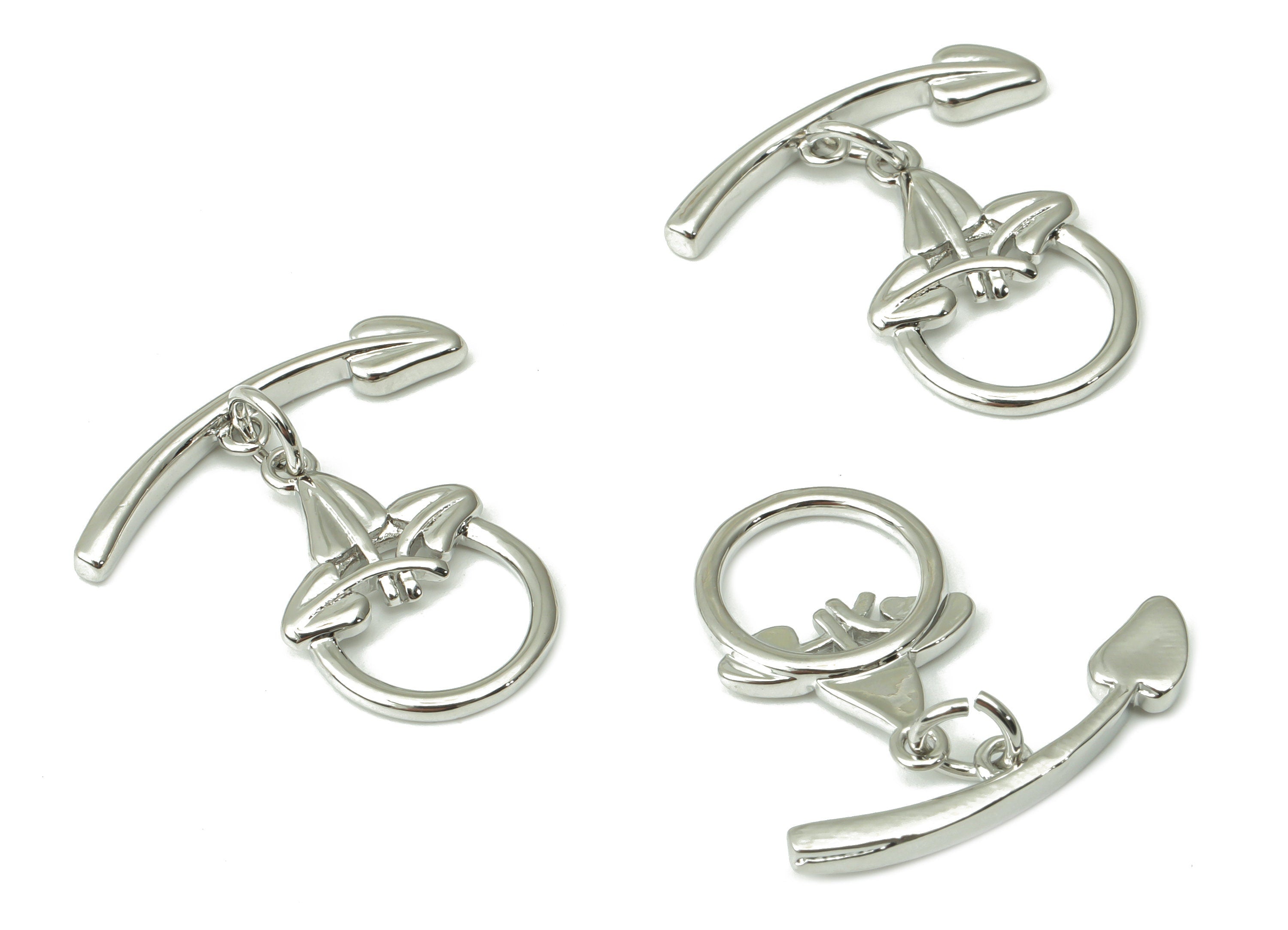 Brass Round Leaf Toggle Clasps – White Gold Ring Circle Toggle Clasp - 18K Real White Gold Plated Brass – 22.15x22x2.33mm - RGP4529S - DOMEDBAZAAR