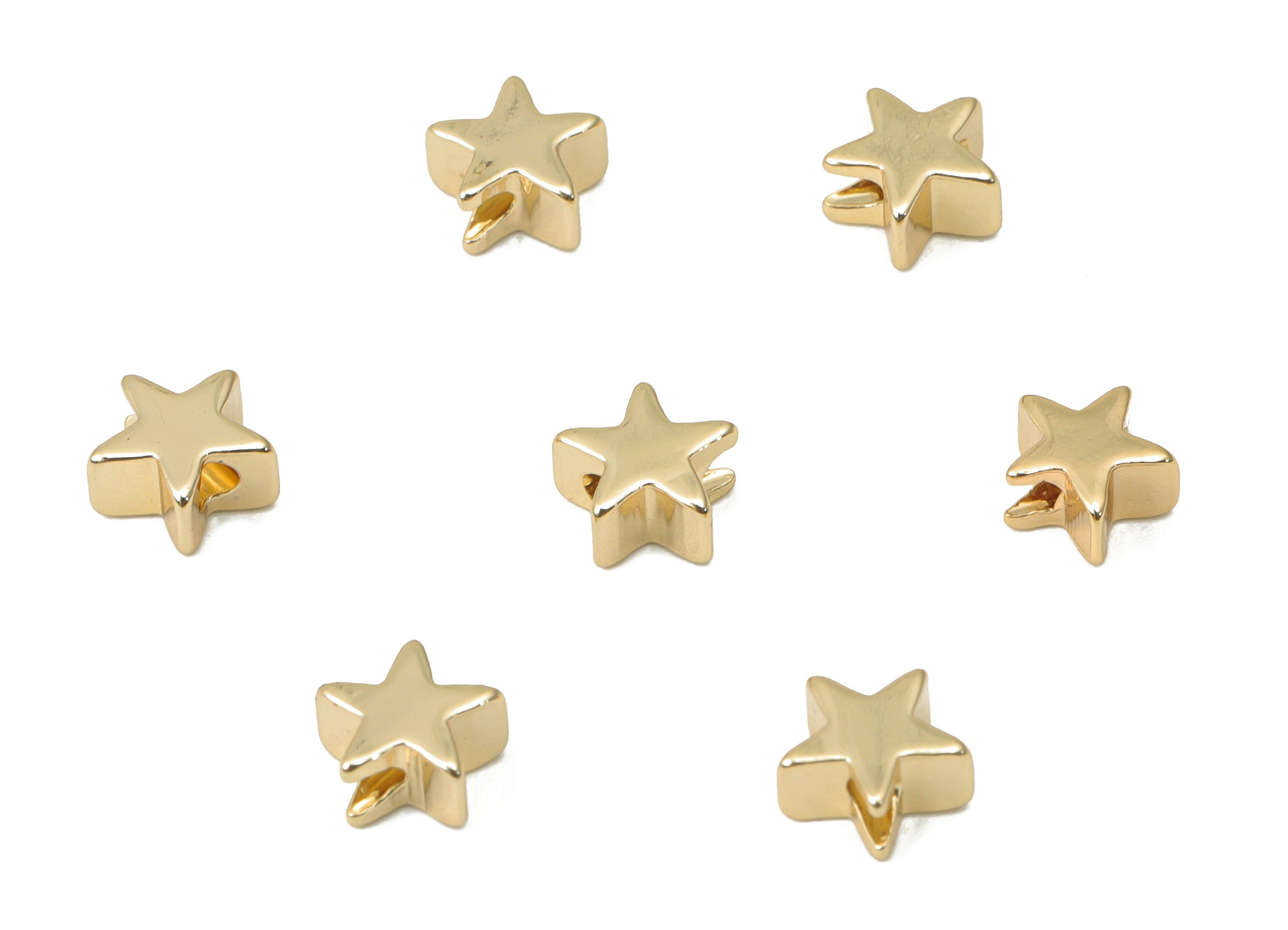 Gold Star Beads – Brass Star Spacer Beads – Bracelet Beads - 18K Real Gold Plated Brass - Jewelry Supplies - 5.33x5.33x2.71mm - RGP4459 - DOMEDBAZAAR