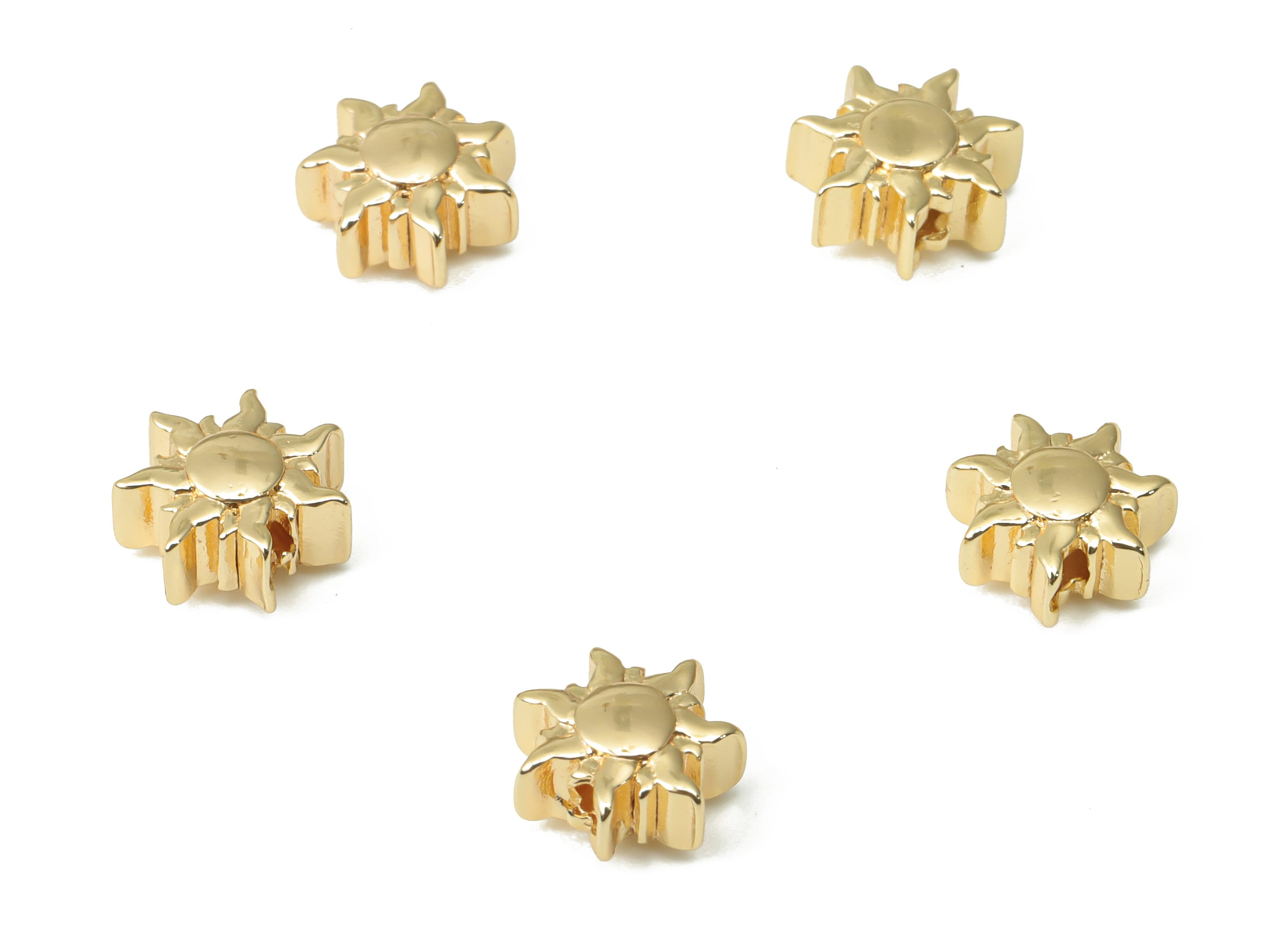 Gold Sun Beads – Brass Sun Spacer Beads – Bracelet Beads - 18K Real Gold Plated Brass - Jewelry Making Supplies - 7.77x7.77x3.84mm - RGP4481 - DOMEDBAZAAR