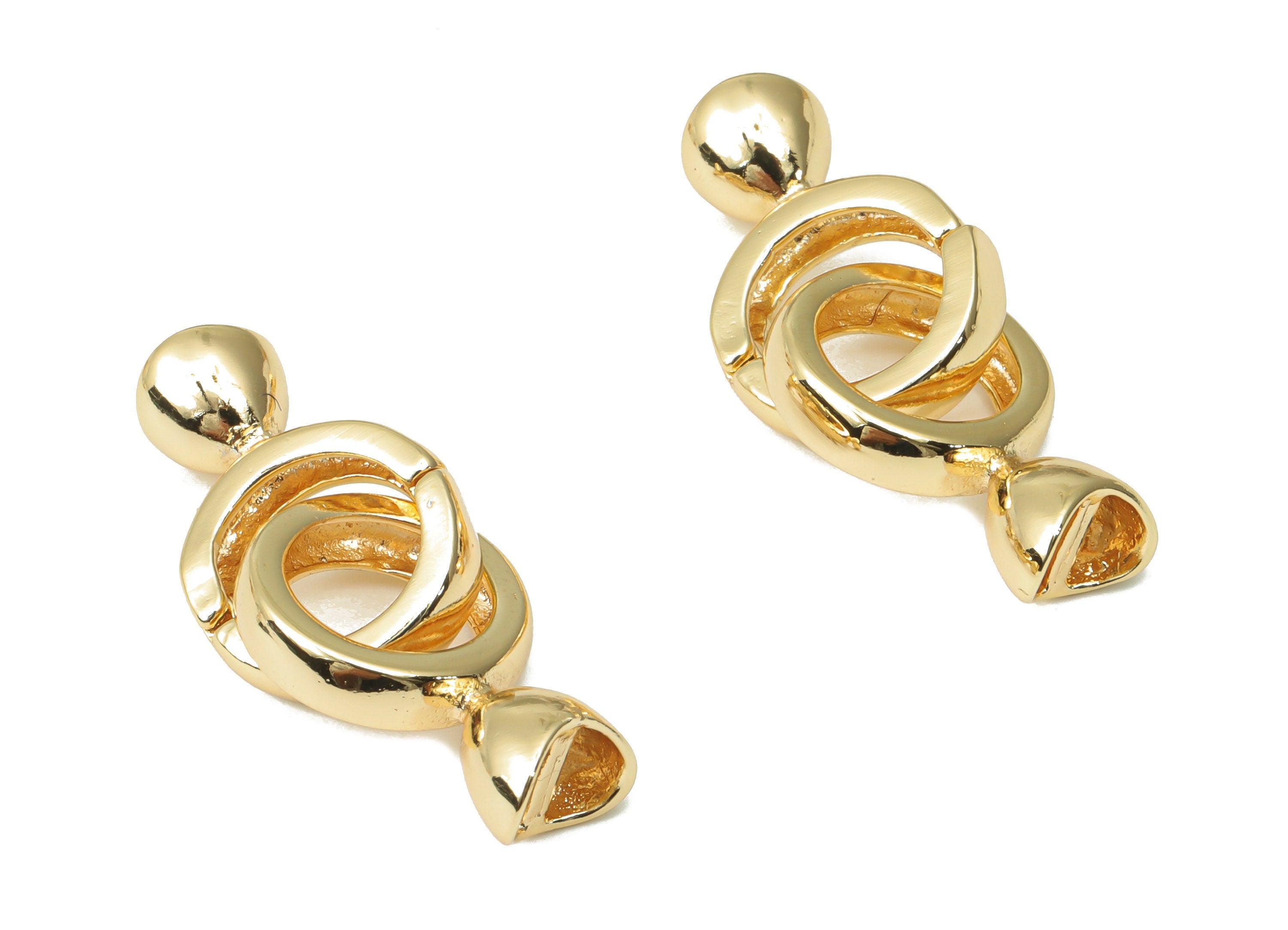 Brass Round Toggle Clasp – Gold Bracelet Hook Connector Clasp - 18K Real Gold Plated Brass – Jewelry Supplies - 20.78x6.9x6.8mm - RGP4486 - DOMEDBAZAAR