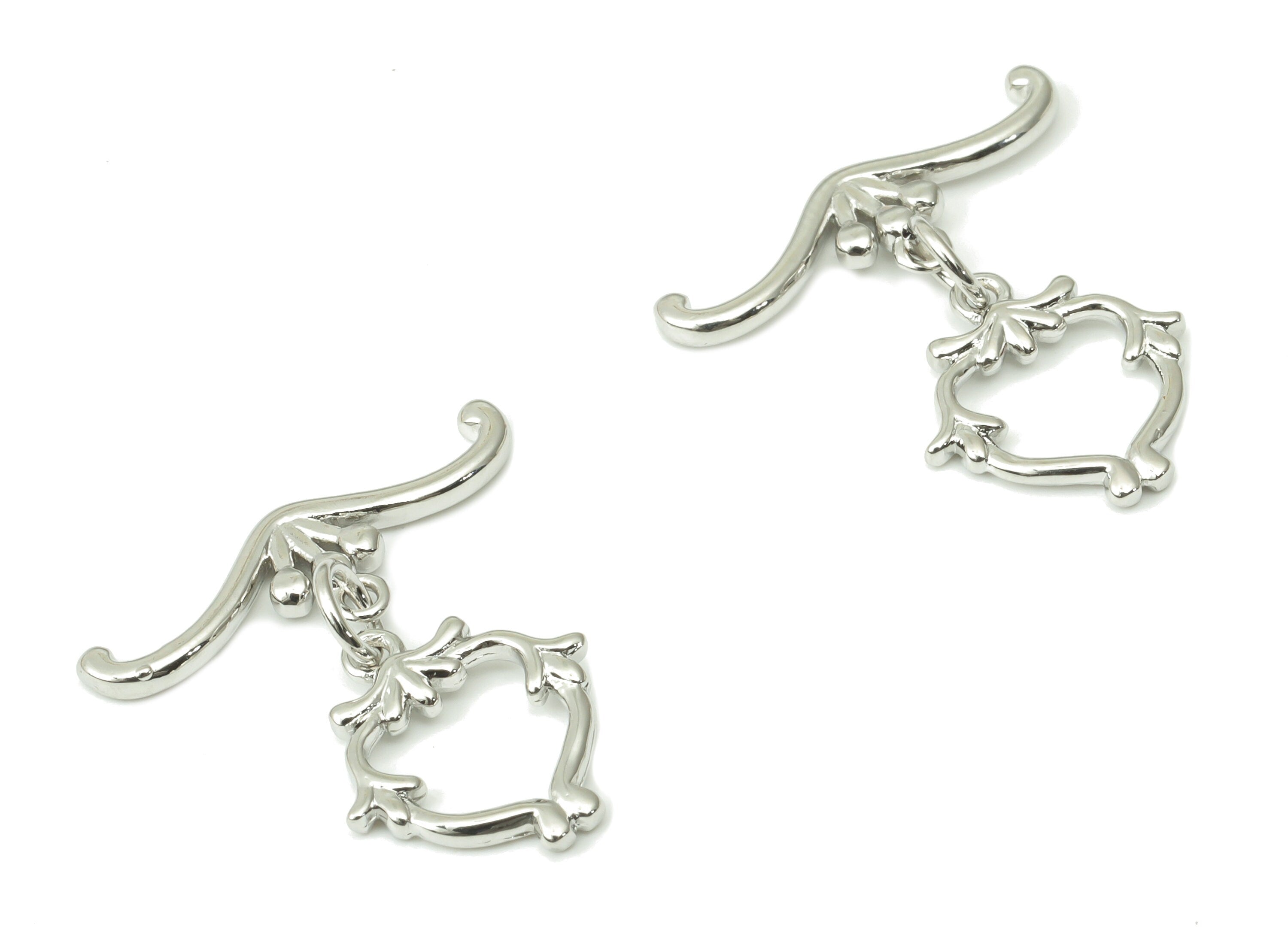 Brass Leaf Toggle Clasps – White Gold Branch Toggle Clasp - 18K Real White Gold Plated Brass – Jewelry Supplies - 23.9x22.5x1.7mm - RGP4528S - DOMEDBAZAAR