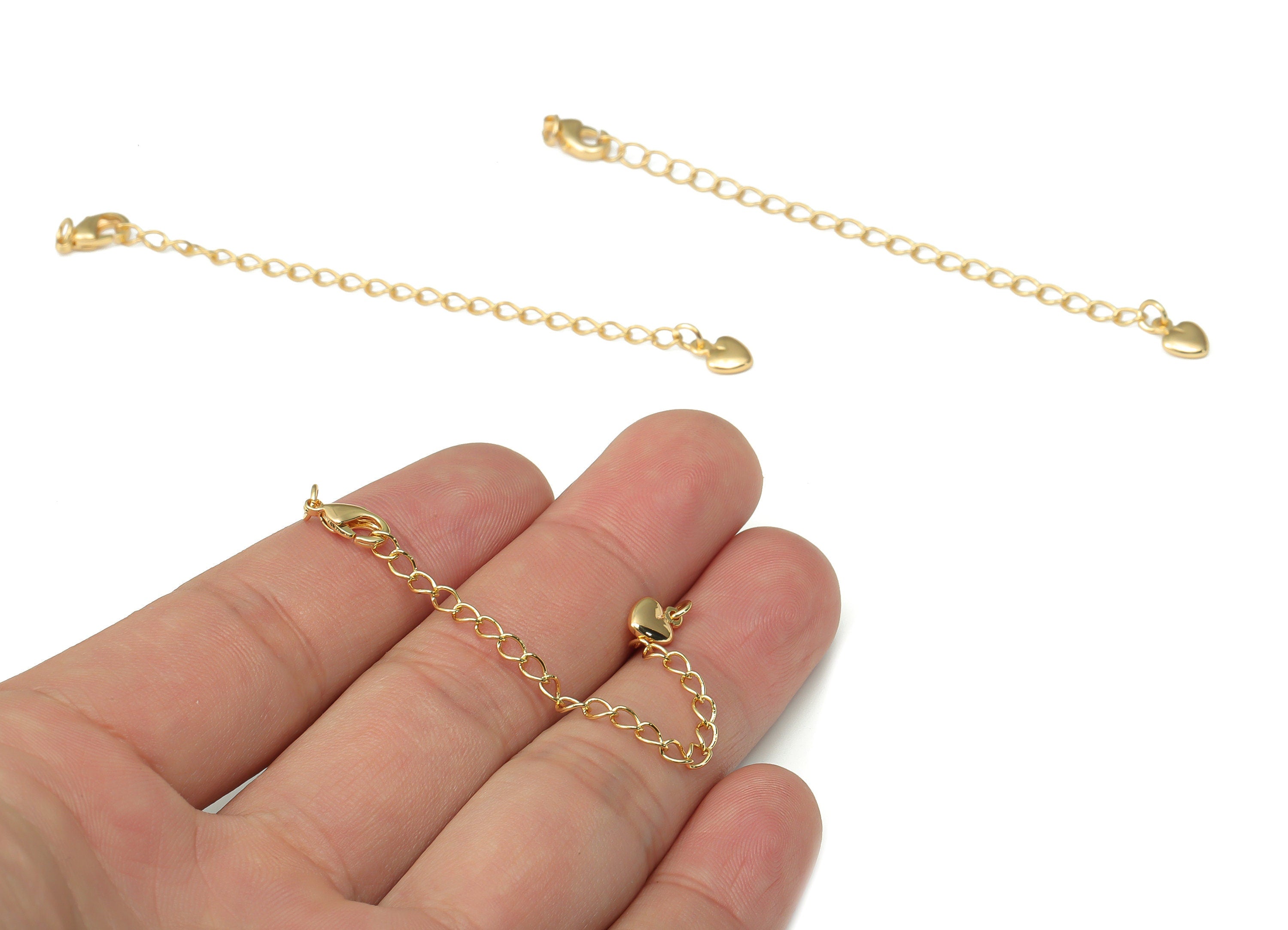 Brass Parrot Lobster Claw Chain Tassel Earring - Gold Heart Chain Tassel Earrings - 18K Real Gold Plated Brass - 89.36x5.42x2.2mm - RGP4479 - DOMEDBAZAAR