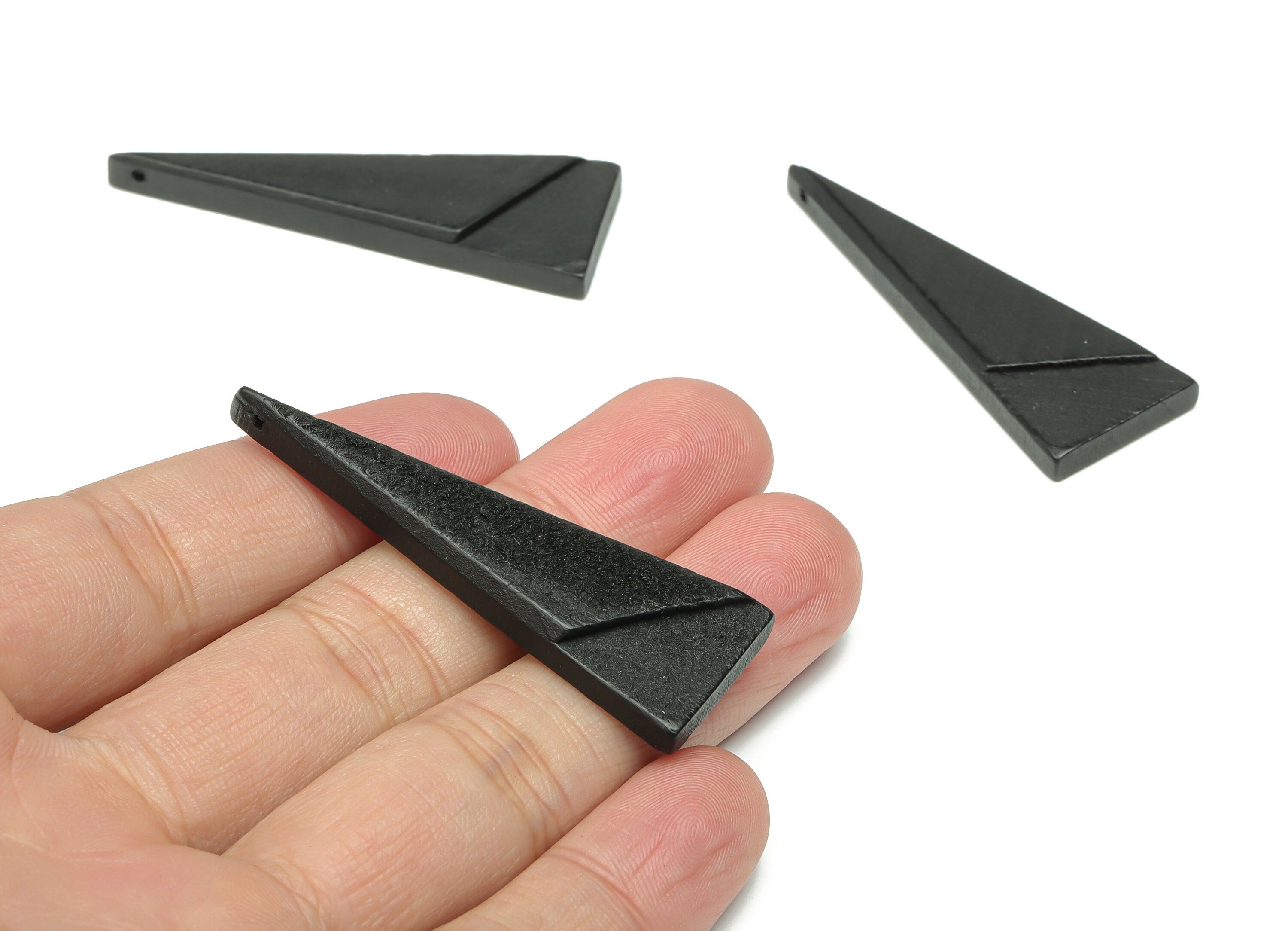 Hemu Wood Triangle Earring Charms - Hemu Wood Triangle Pendant - DIY Jewelry Making Supplies - 53.6x19.1x5.13mm - BB1193 - DOMEDBAZAAR