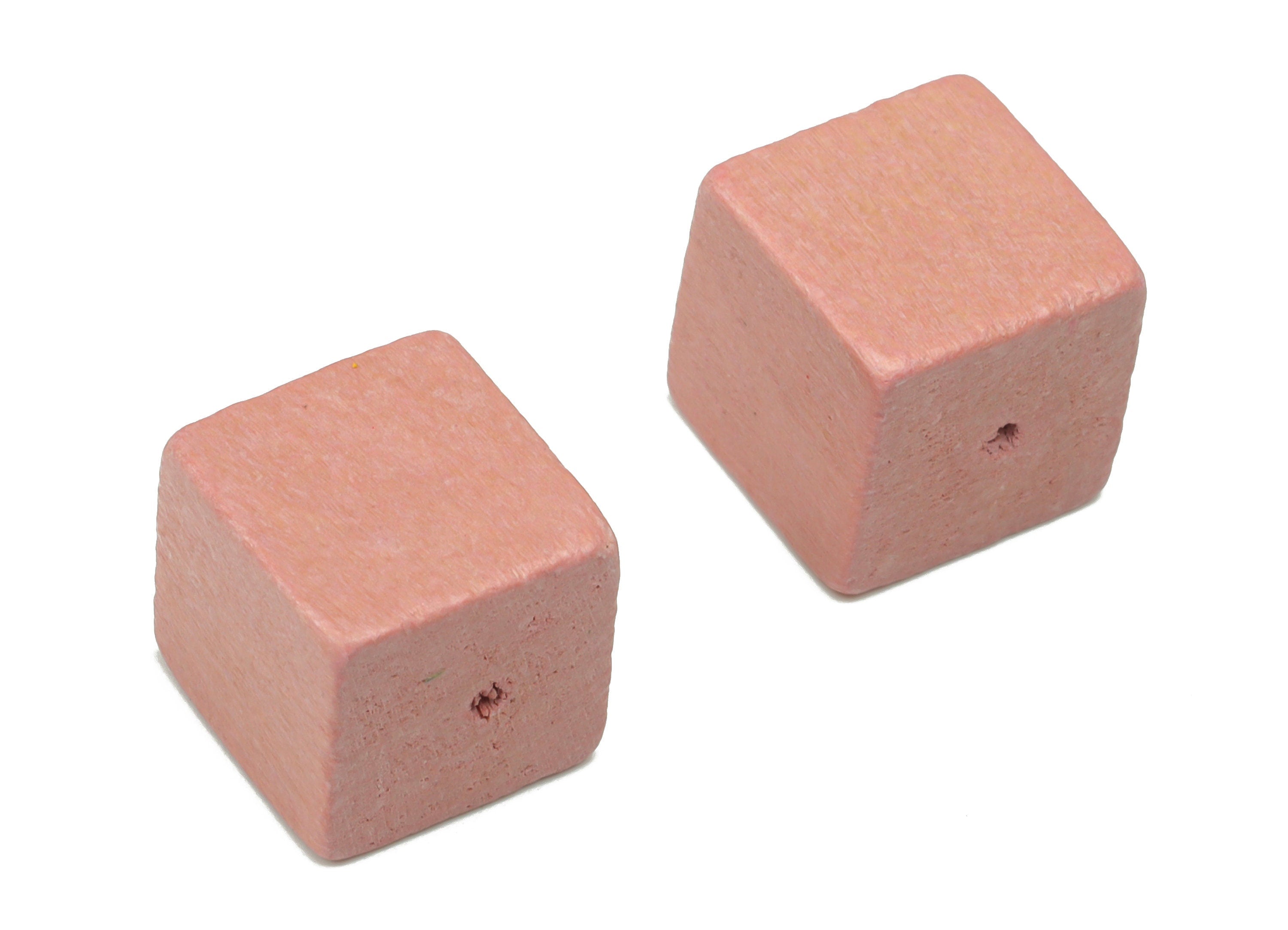 Hemu Wood Cube Spacer Beads  - Pink Wooden Square Earring Connector - DIY Jewelry Making Supplies - 12.03x12.03x11.55mm - BB1180B - DOMEDBAZAAR