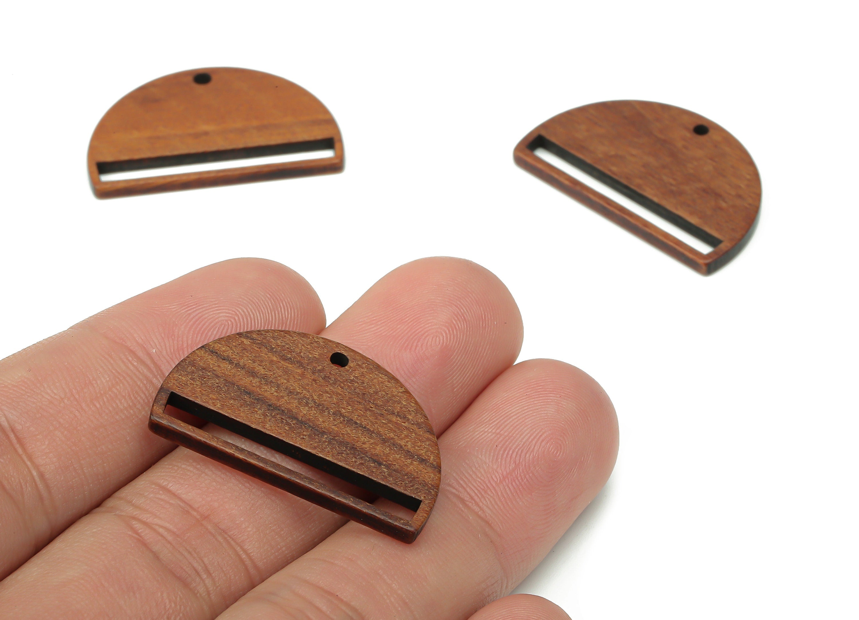 Walnut Wood Semicircle Earring Charms for Tassel - Walnut Wood Half Moon Pendant - DIY Jewelry Making Supplies - 30.11x19.22x2.45mm - BB1248 - DOMEDBAZAAR