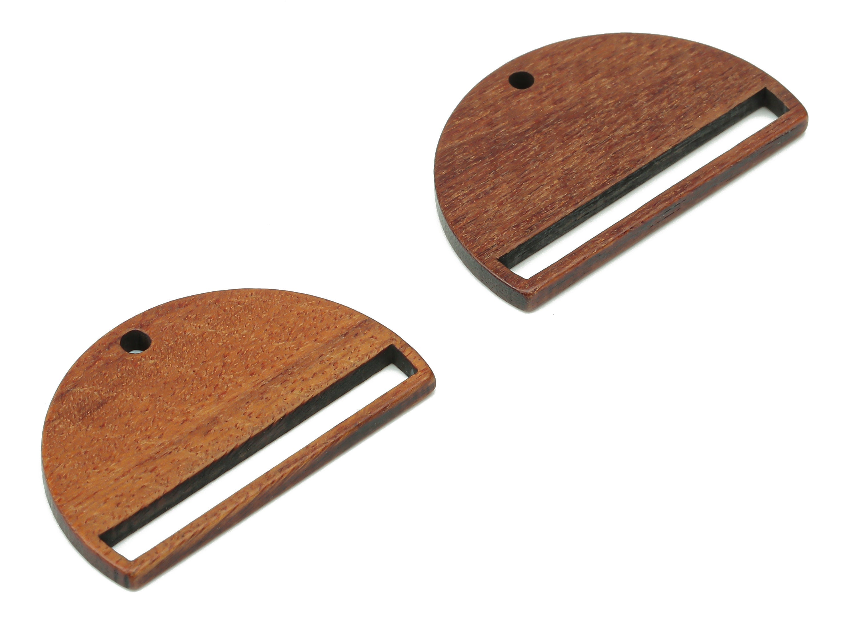 Walnut Wood Semicircle Earring Charms for Tassel - Walnut Wood Half Moon Pendant - DIY Jewelry Making Supplies - 30.11x19.22x2.45mm - BB1248 - DOMEDBAZAAR