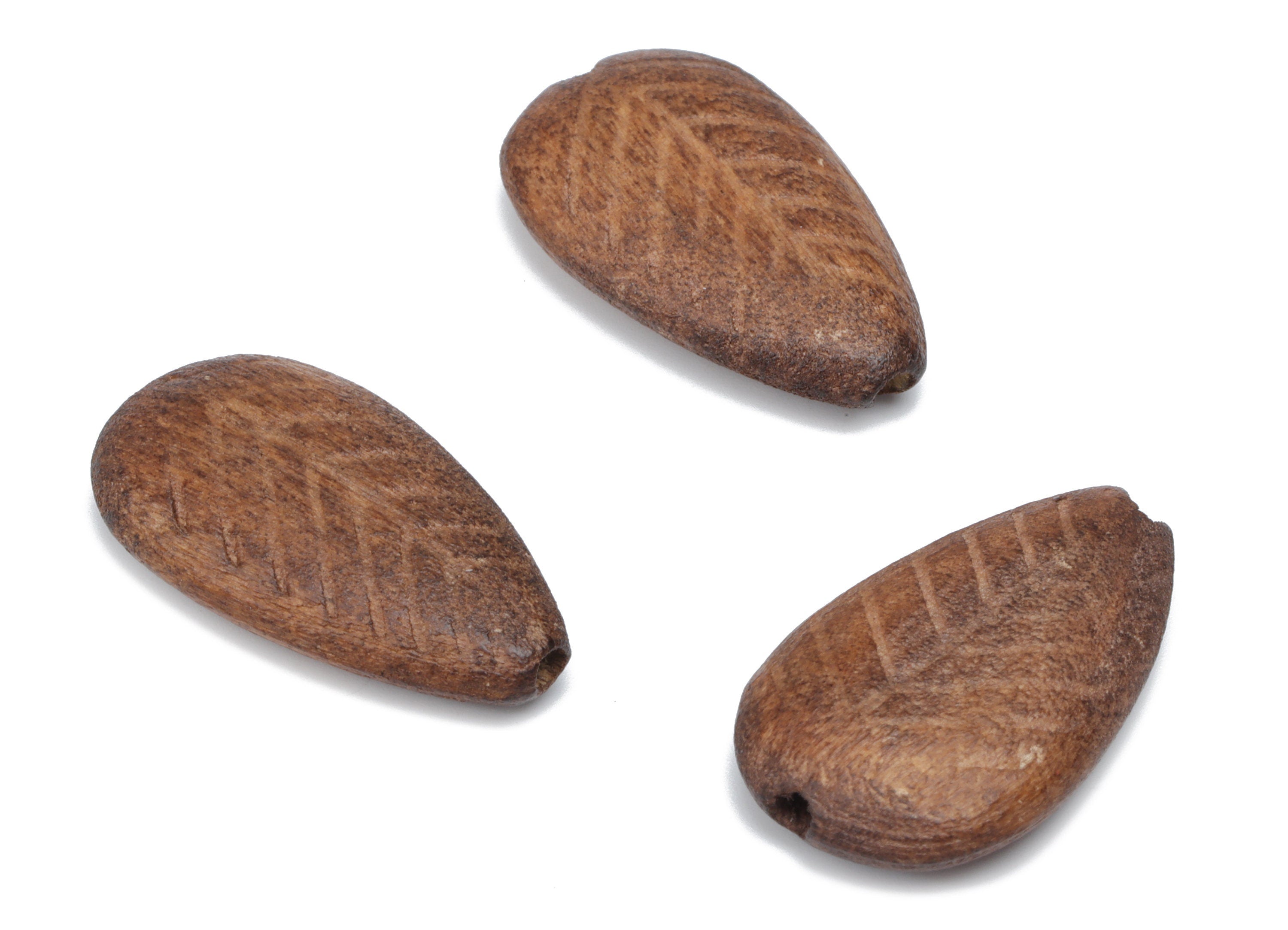 Hemu Wood Drop Leaf Earring Connector - Hemu Wood Teardrop Charms and Beads - DIY Jewelry Making Supplies - 25.22x14.66x5.52mm - BB1202 - DOMEDBAZAAR
