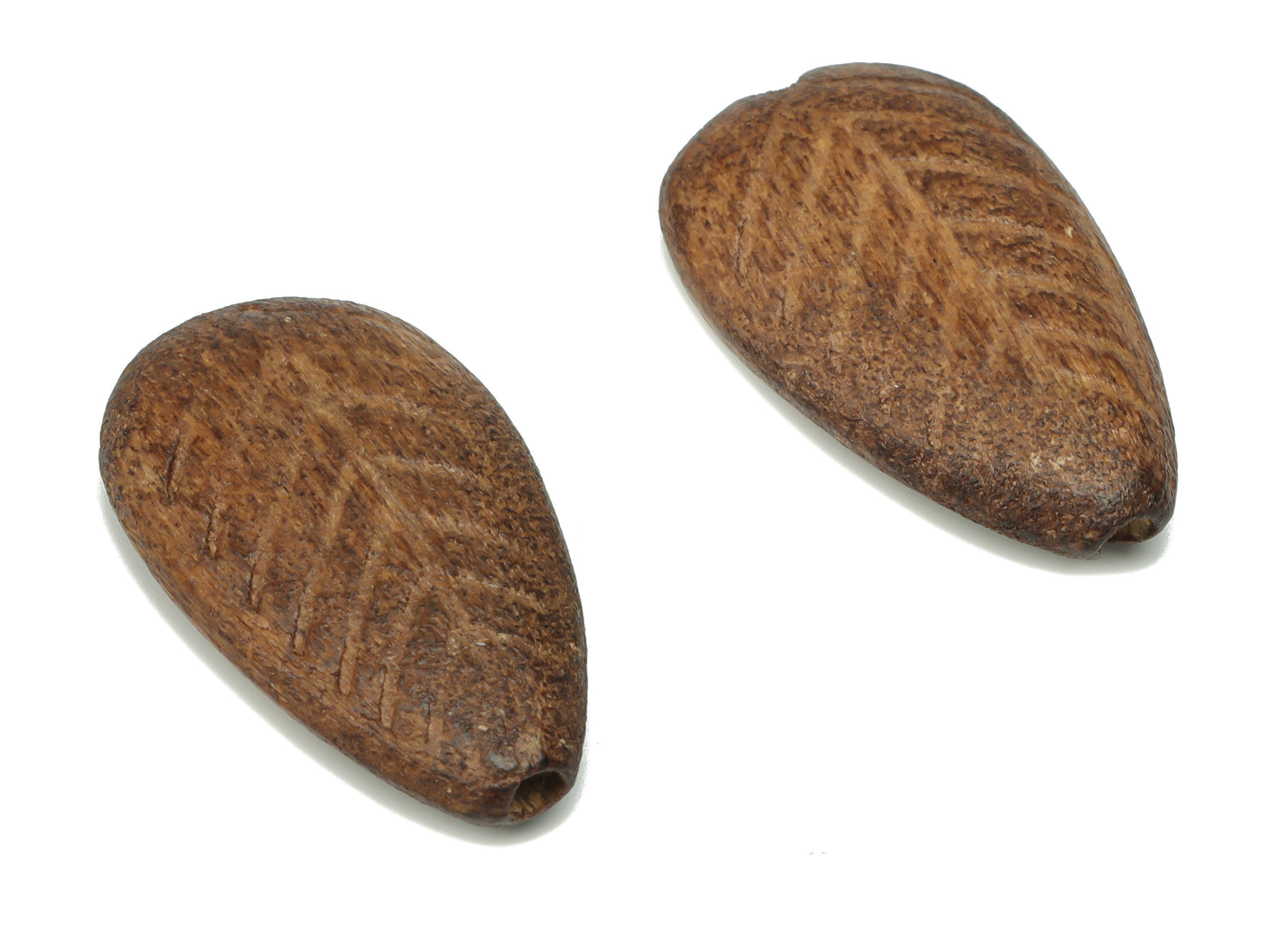 Hemu Wood Drop Leaf Earring Connector - Hemu Wood Teardrop Charms and Beads - DIY Jewelry Making Supplies - 25.22x14.66x5.52mm - BB1202 - DOMEDBAZAAR