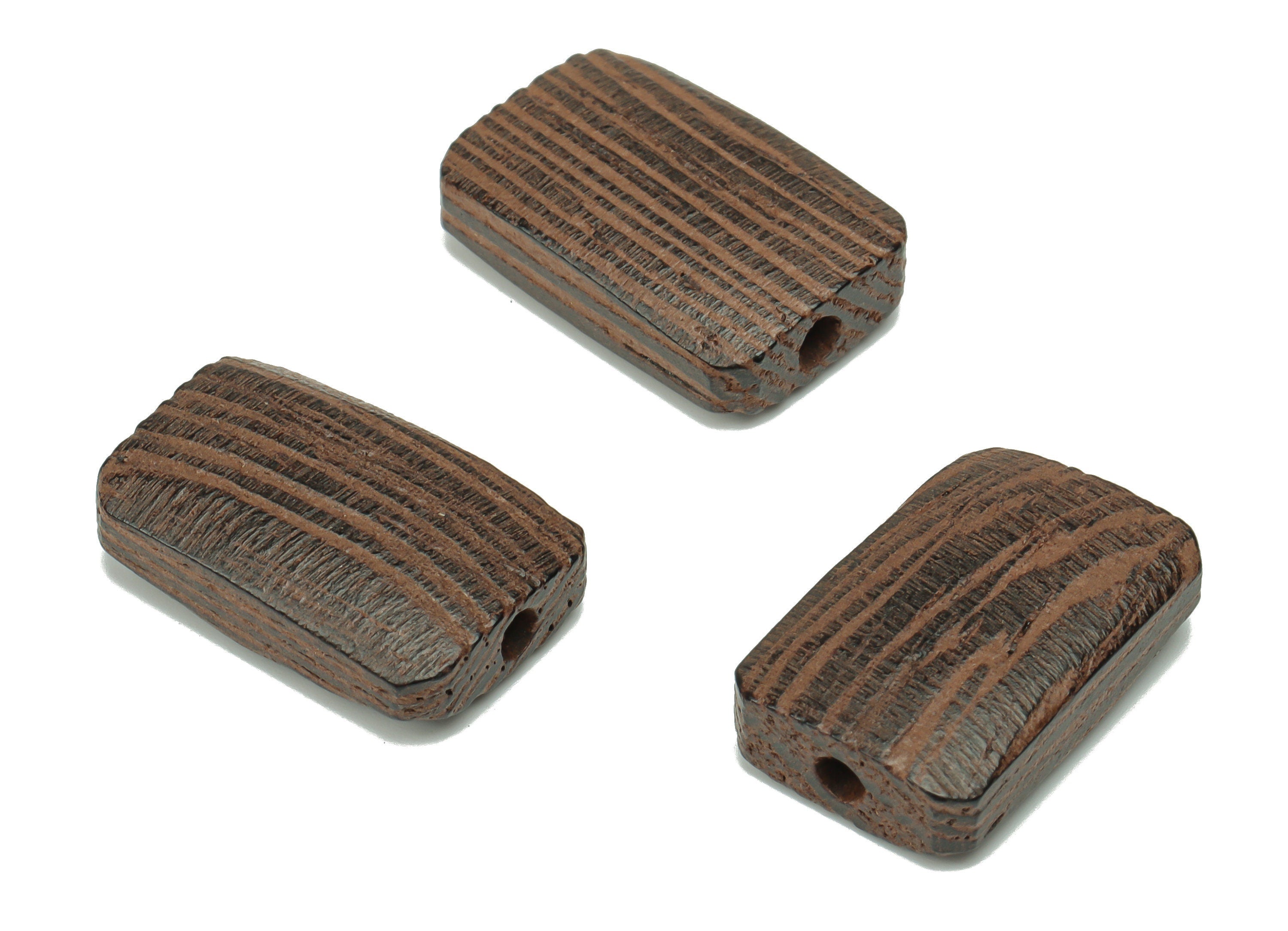 Wenge Wood Rectangle Earring Connector - Wenge Wood Rectangle Charms and Bead - DIY Jewelry Making Supplies - 19.96x13x5.87mm - BB1204 - DOMEDBAZAAR