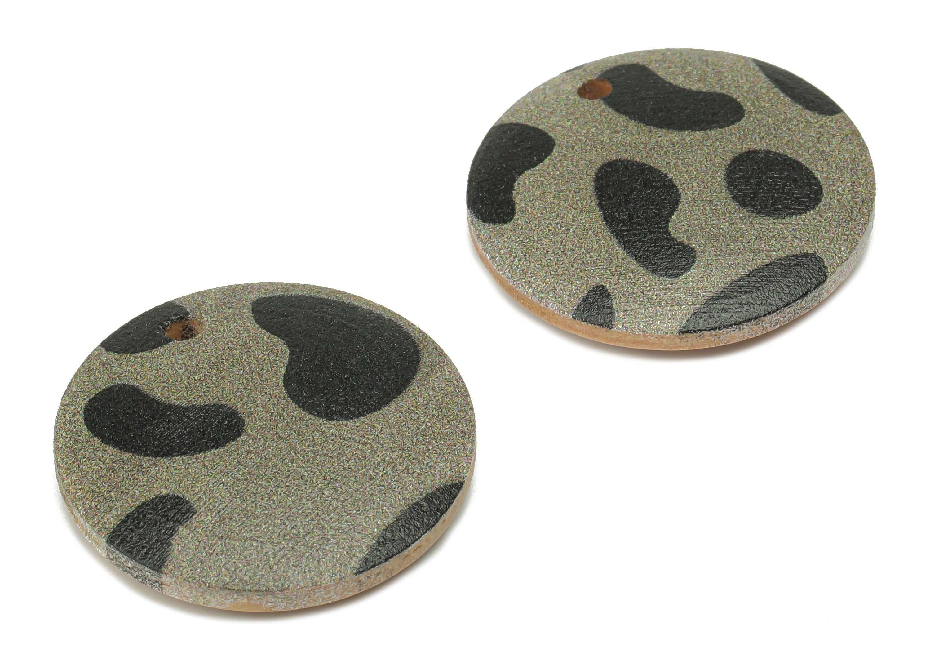 Hemu Wood Round Leopard Earring Charms - Hemu Wood Leopard Circle Disc - DIY Jewelry Making Supplies - 25.22x25.22x4.98mm - BB1196 - DOMEDBAZAAR