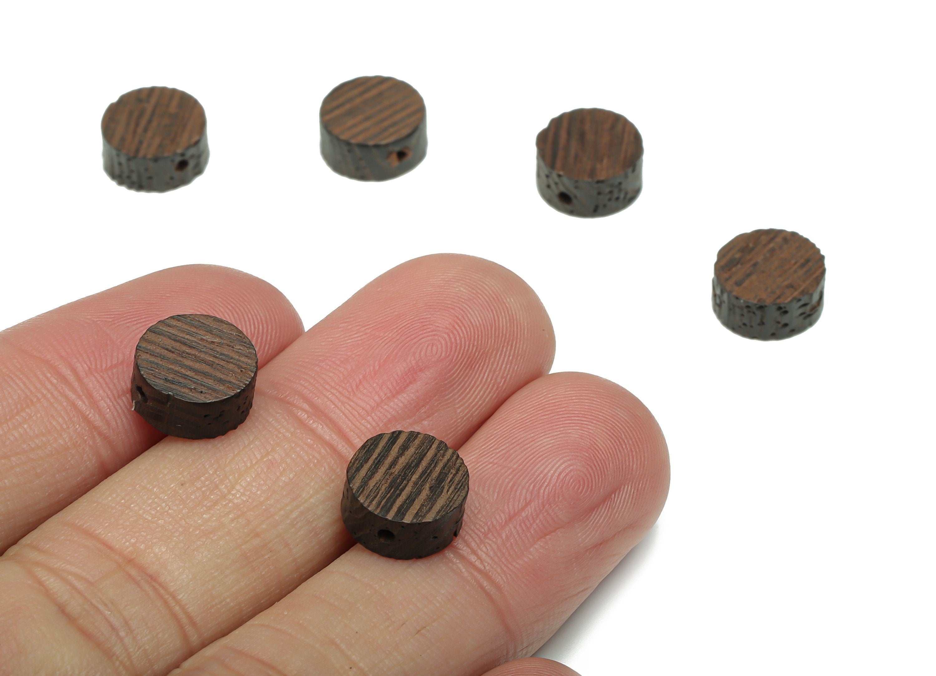 Hemu Wood Mini Round Earring Connector - Hemu Wood Mini Circle Charms and Beads - DIY Jewelry Making Supplies - 21.78x9.76x7.05mm - BB1212 - DOMEDBAZAAR