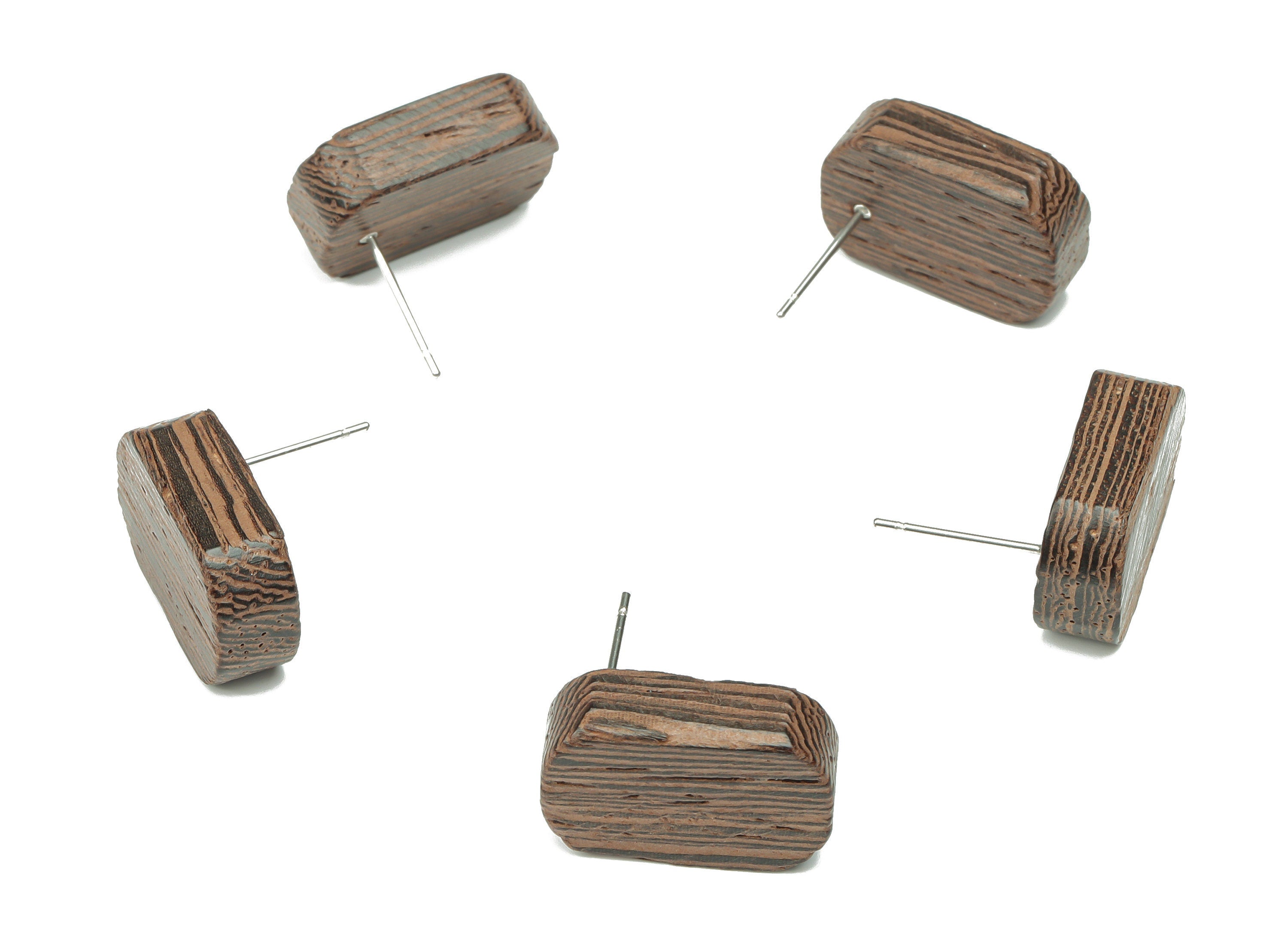 Wenge Wood Oval Earring Stud - Wenge Wood Oval Earring Post - Stainless Steel Stud - Jewelry Making Supplies - 19.27x12.6x5.91mm - BB1218 - DOMEDBAZAAR