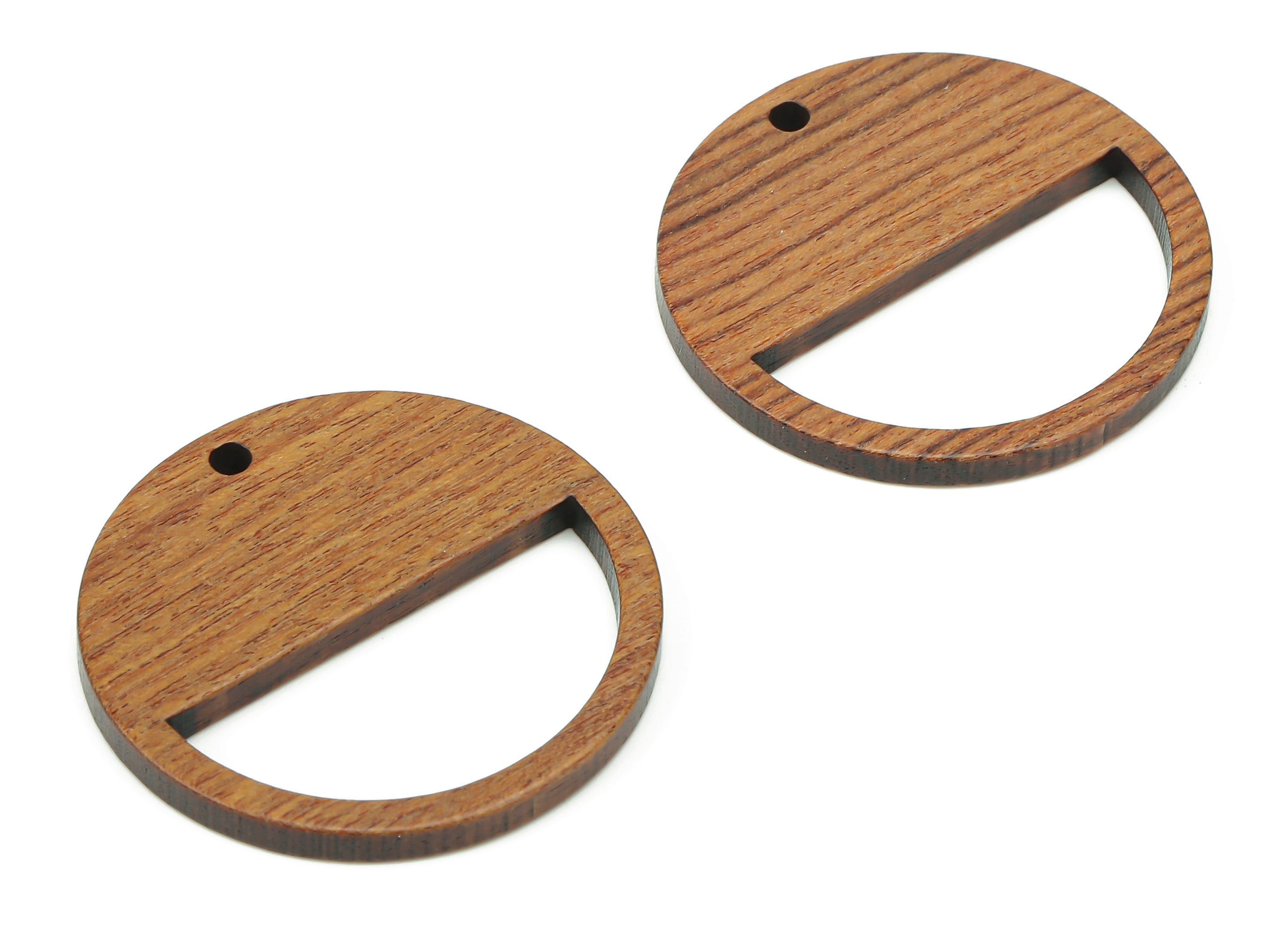 Walnut Wood Round Earring Charms - Walnut Wood Half Circle Pendant - Earring Charms For Jewelry Making - 29.85x29.85x2.76mm - BB1246 - DOMEDBAZAAR