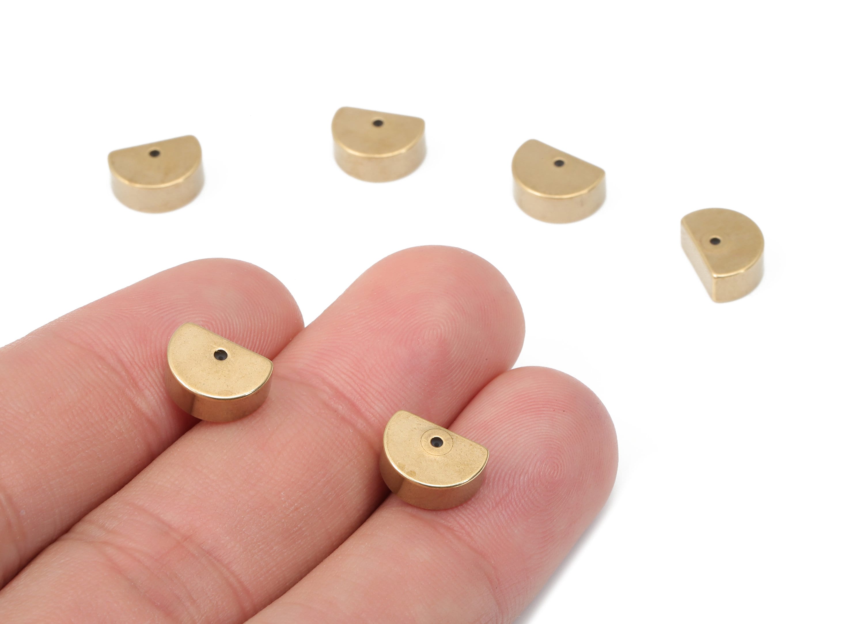 Brass Semicircle Earring Backs - Raw Brass Half Moon Rubber Stopper - Ear Nuts - Ear Wire Backs - Jewelry Supplies - 10x6.9x3.9mm - PP7355 - DOMEDBAZAAR