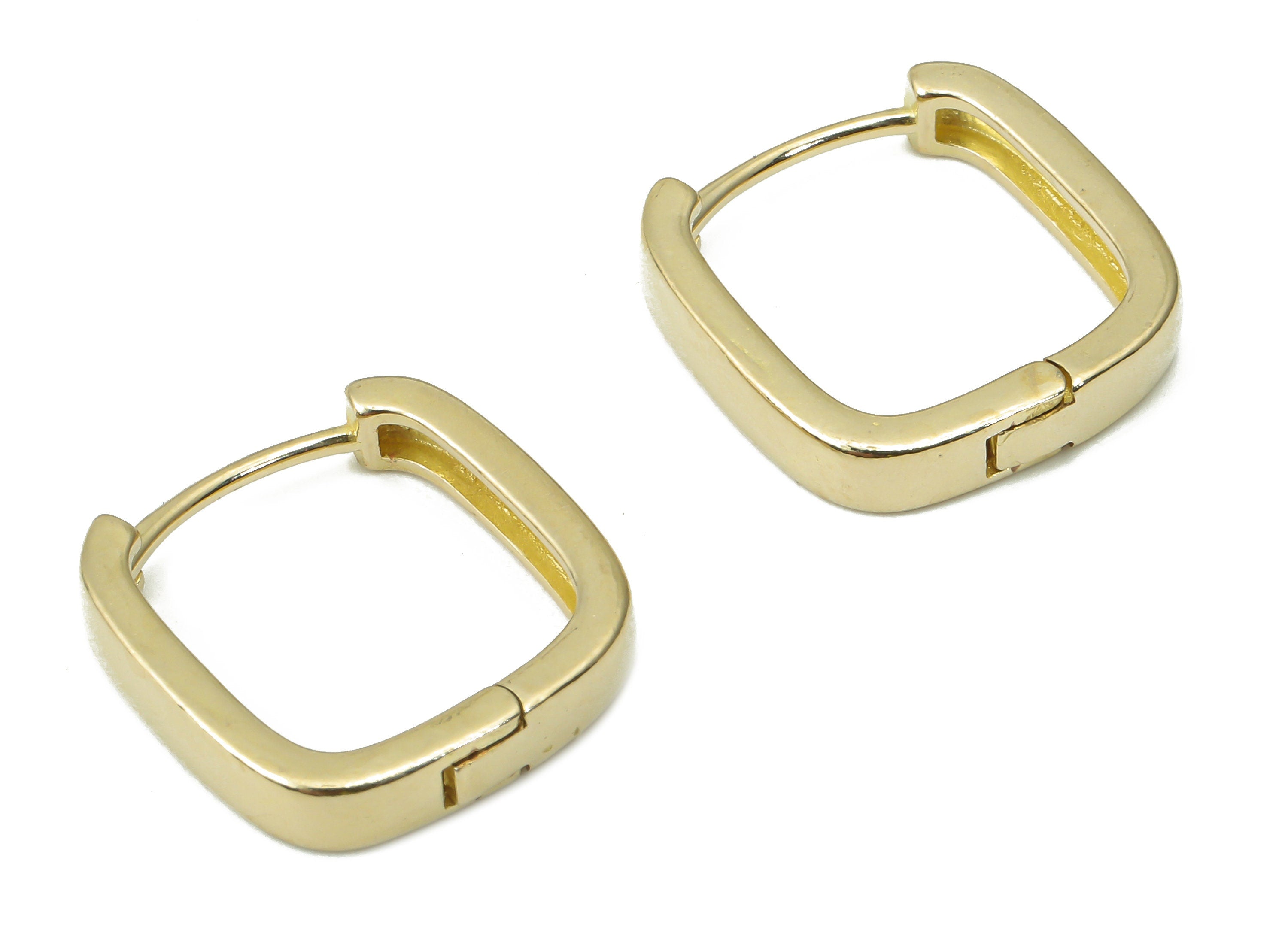 Brass Square Hoop Huggie - Raw Brass Minimalist Hoop Earrings – Geometric Earring Finding - Jewelry Supplies - 15.12x15.18x1.8mm - PP7386 - DOMEDBAZAAR